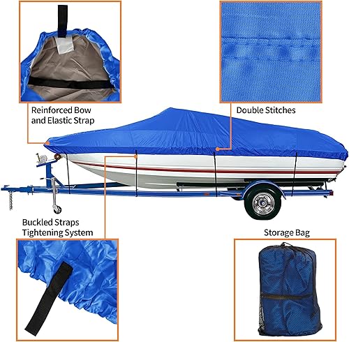 Miniatura 9 de iCOVER - Funda para lancha remolcable, resistente, impermeable, lona, grado marino, apta para lanchas de pesca y esquí, V-Hull, de 14-16 pies de