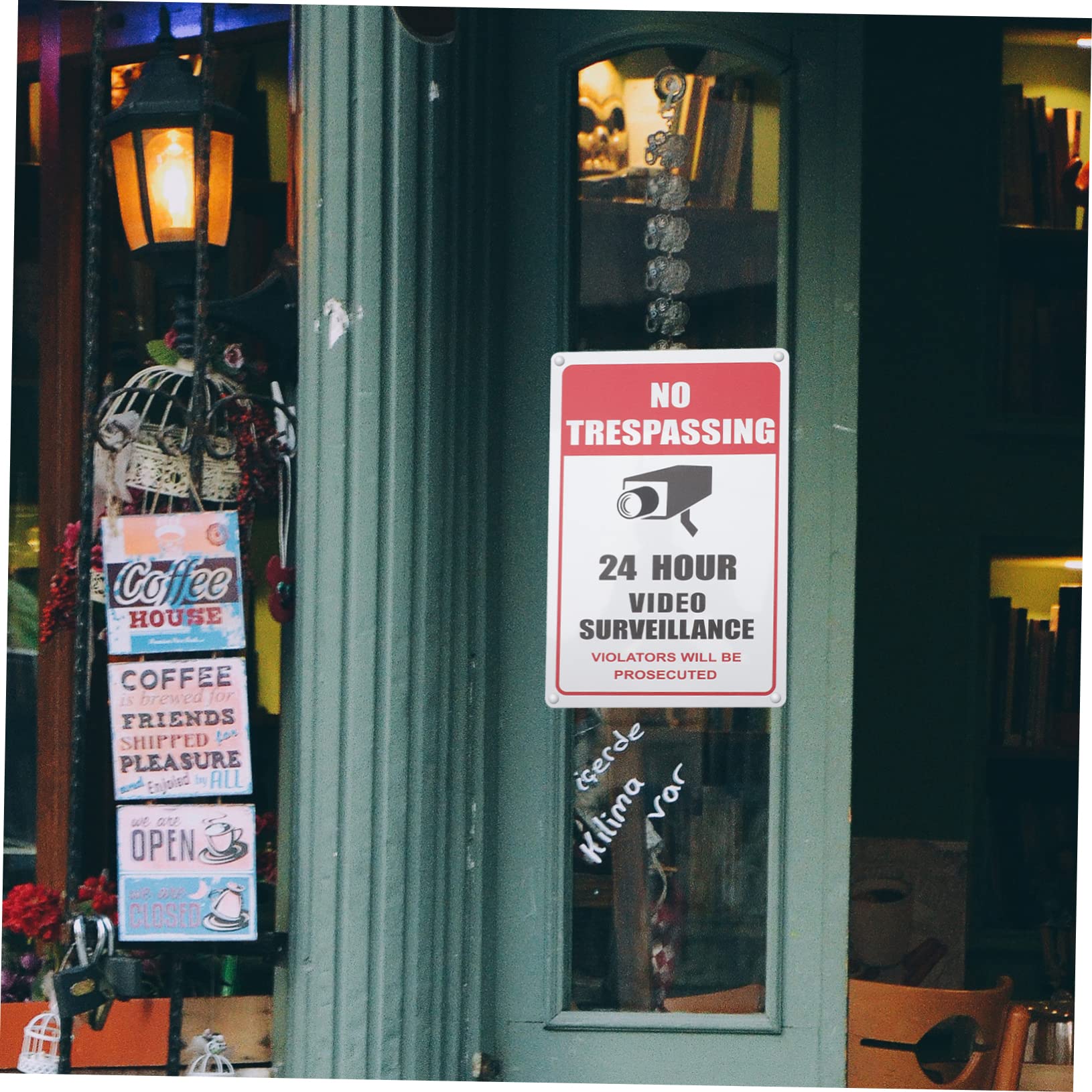 PRETYZOOM 10 Piezas Cartel Metálico de Videovigilancia Señal de Seguridad Clara y Resistente Placa de Advertencia para Tienda Exterior Interior Resistente la Oxidación y Fácil de Instalar