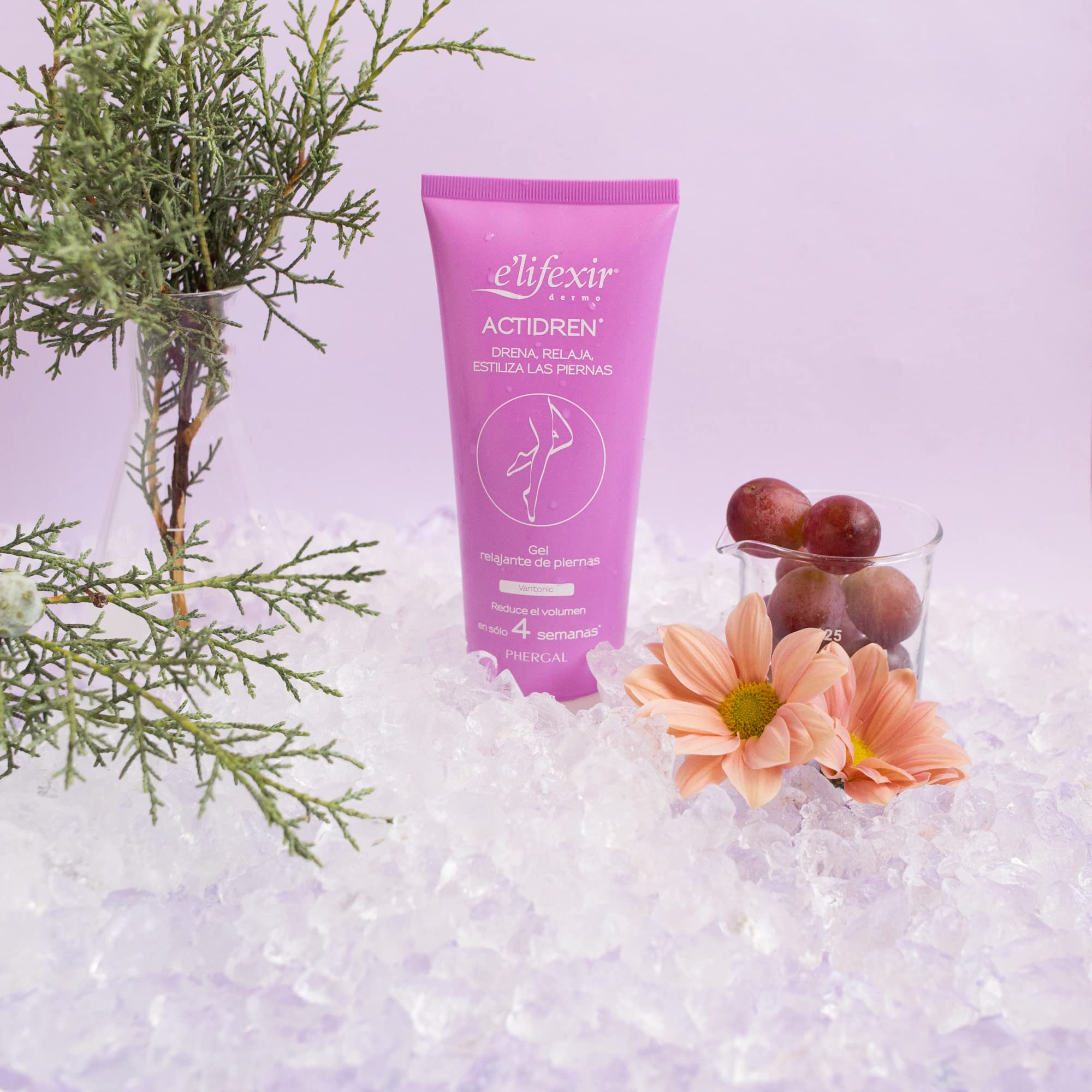 E'LIFEXIR Actidren - Gel Relajante de Piernas | Drena, Relaja y Estiliza las Piernas| Mejora la Circulación | Reduce el Volumen de Piernas y Tobillos Hinchados | 200 ml