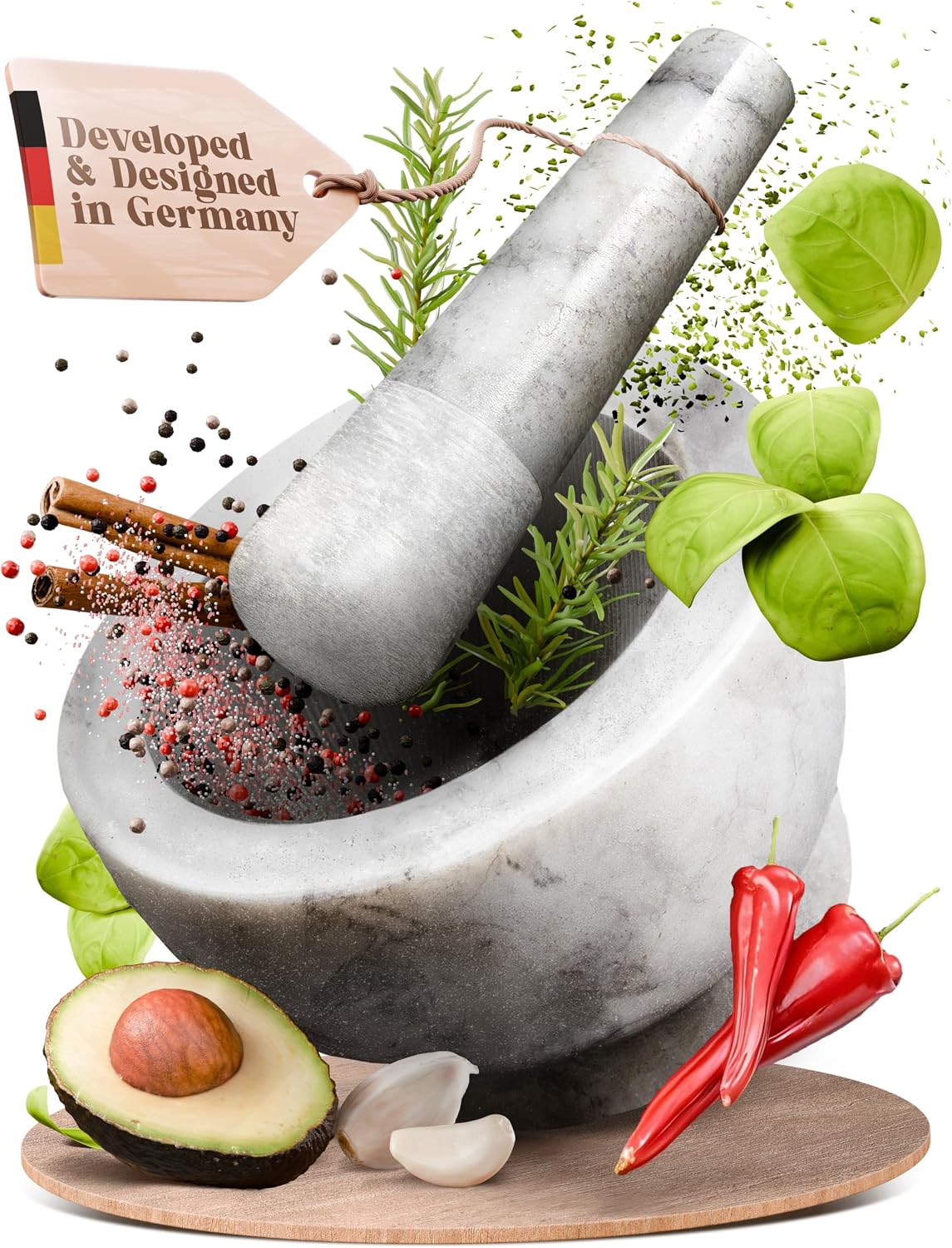 ChefSofi Marble Mortar and Pestle Set 6"