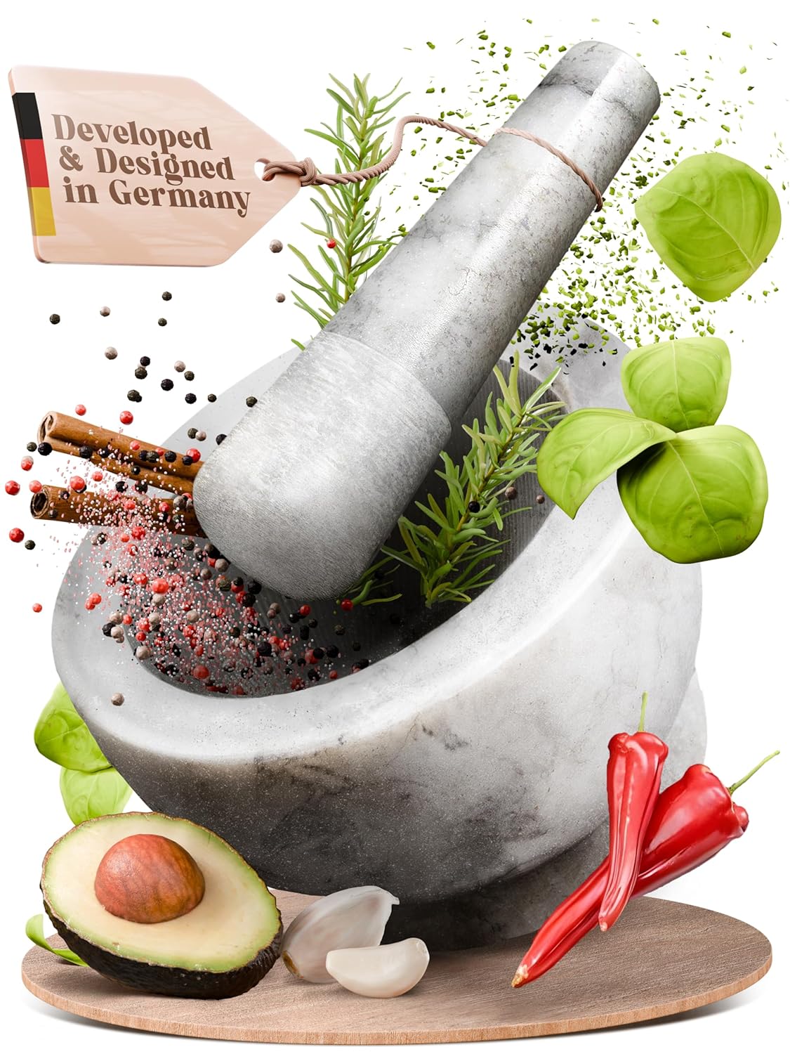 ChefSofi Marble 3.5 Cup-Capacity Mortar and Pestle Set