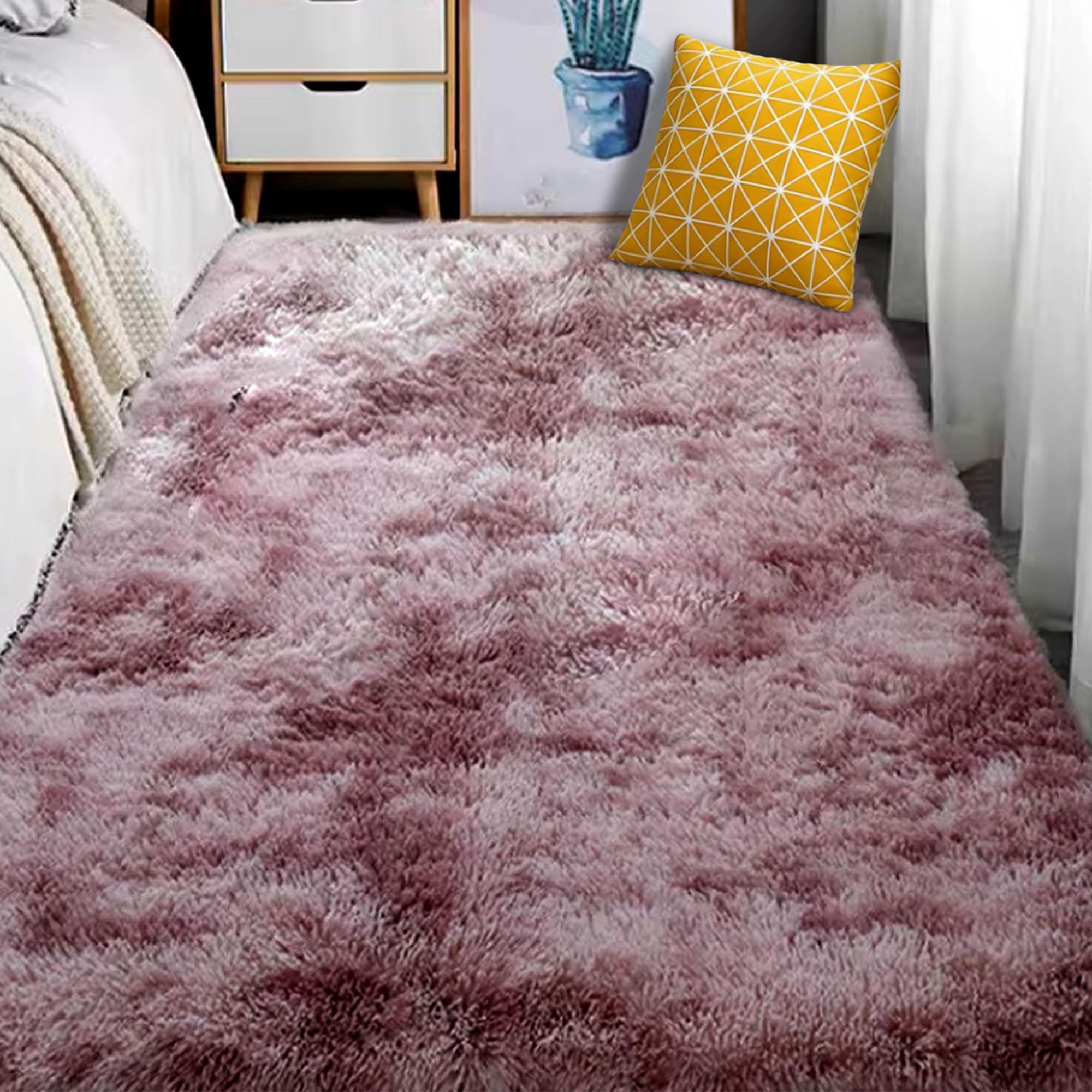 Grand tapis de sol 330 x 360 cm rose pourpre de haute qualité pour salon