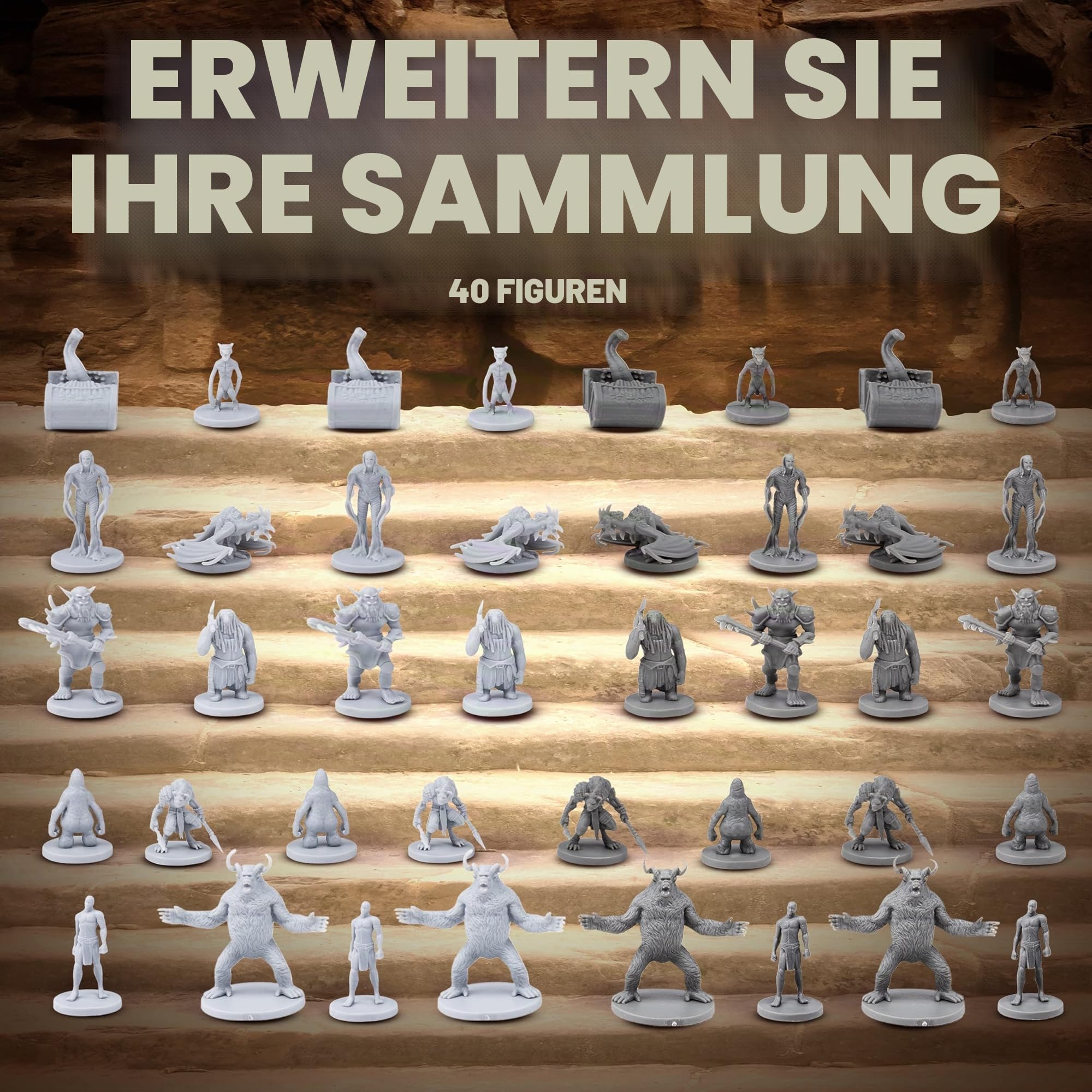 Path Gaming 40 Miniatur-Monster-Fantasy-Tisch-RPG-Figuren für Dungeons and Dragons, Pathfinder-Rollenspiele. 28 mm skalierte Miniaturen, 10 einzigartige Designs, unlackiert, ideal für D&D/DND