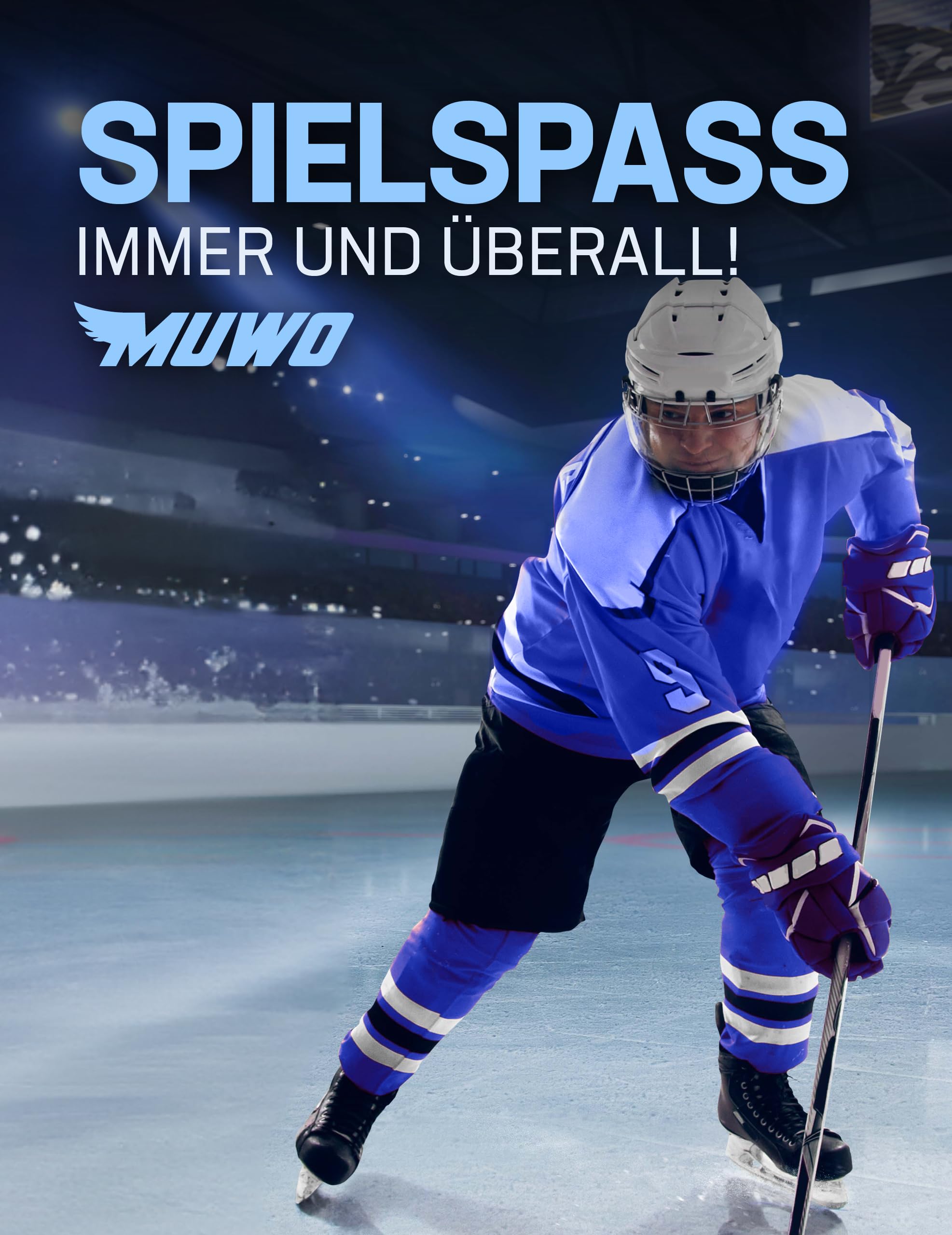 MUWO Mazza da hockey su ghiaccio per bambini, adolescenti, adulti, in legno di betulla per principianti ed esperti, nelle lunghezze 128, 148 e 166 cm, colore nero