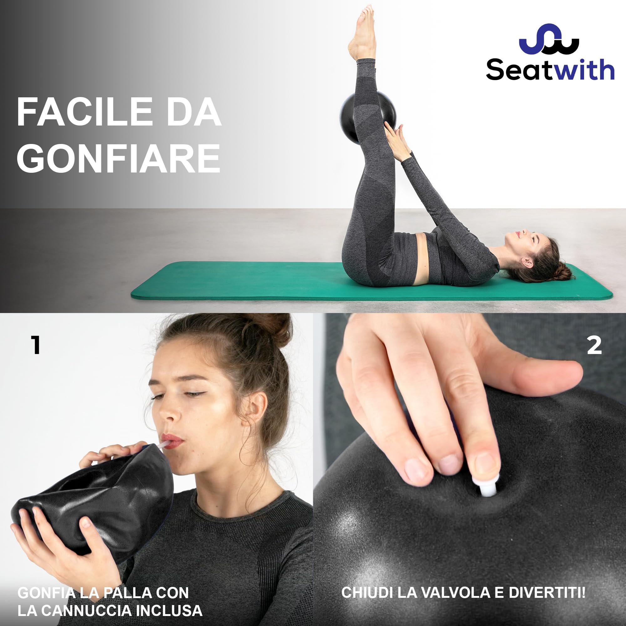 Palla da Pilates 23 cm - Borsa per Trasporto + E-book PDF Esercizi - Ideale Sia per Principianti che Non - Palla Pilates Piccola e Molto Leggera per Allenarsi a Casa