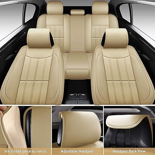 Miniatura 5 de AOOG Fundas de cuero para asiento de automóvil, funda de cuero sintético para automóvil, SUV, camioneta, funda universal antideslizante para