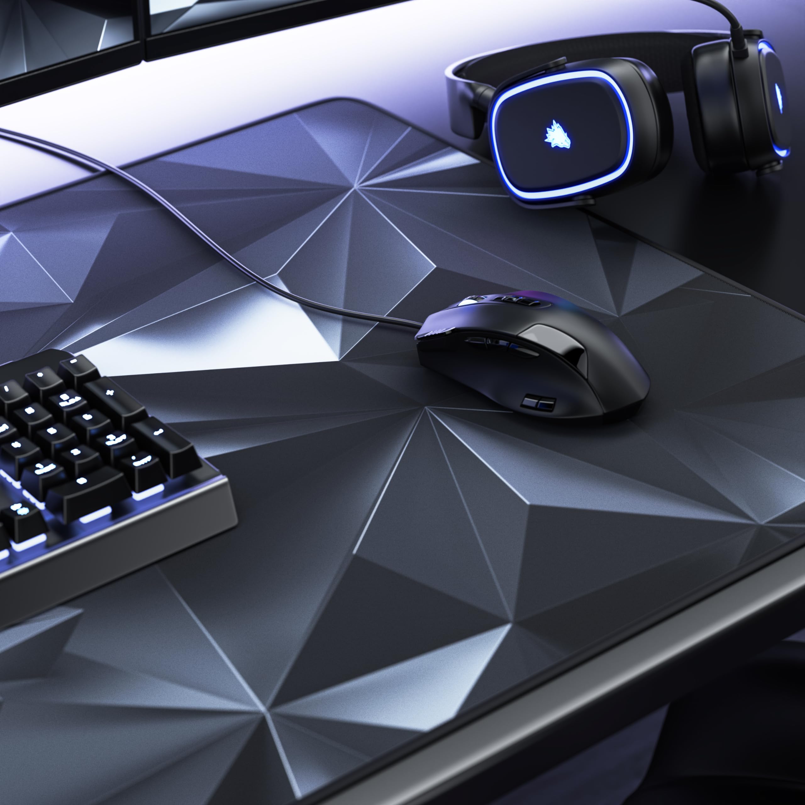Tapis De Souris Gaming Titanwolf XXL 120x60 Cm - Surface XXL Précision Et Confort Pour Bureau