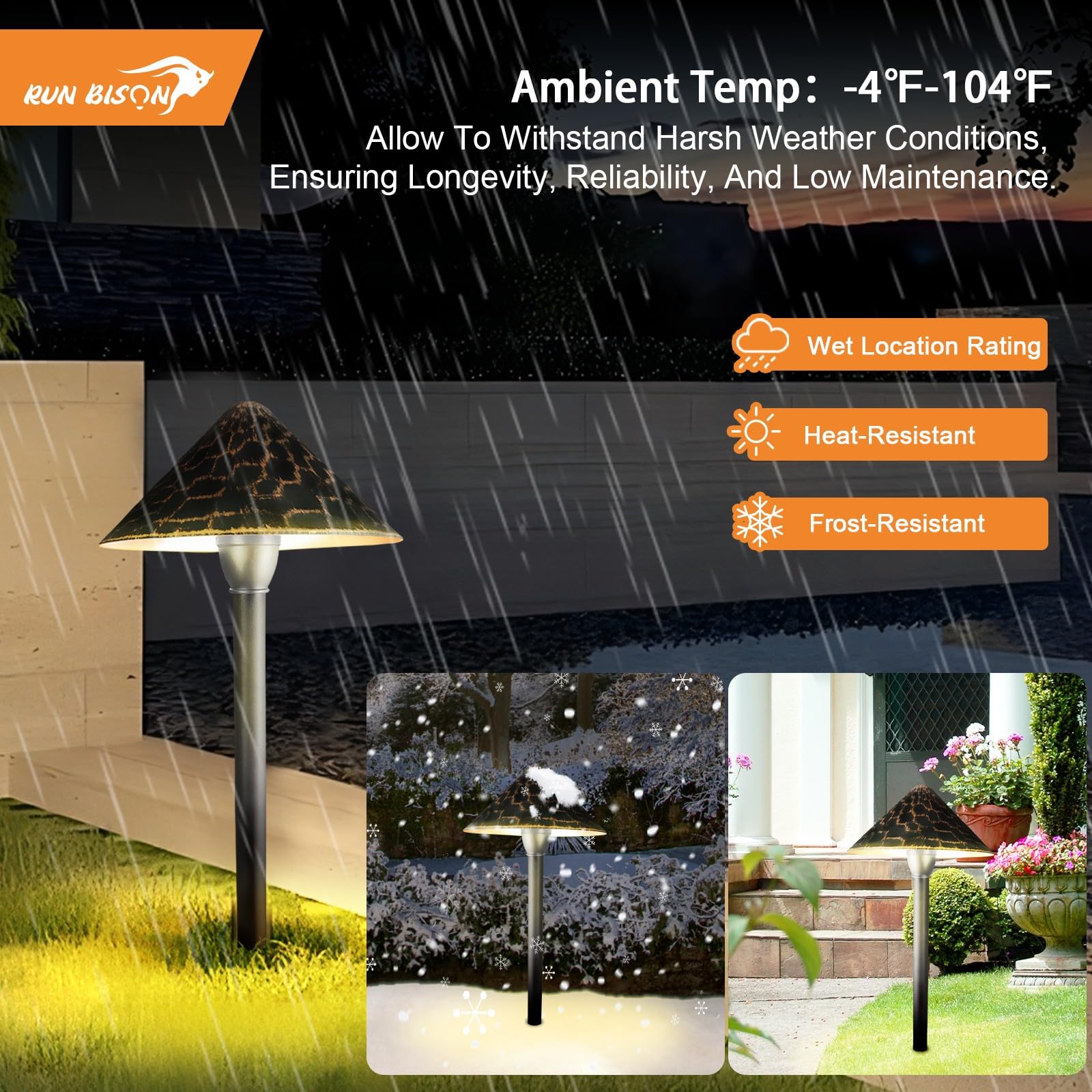 Run Bison 3W LED Low Voltage Landscape Lights, 12-24V 2700K CRI90+