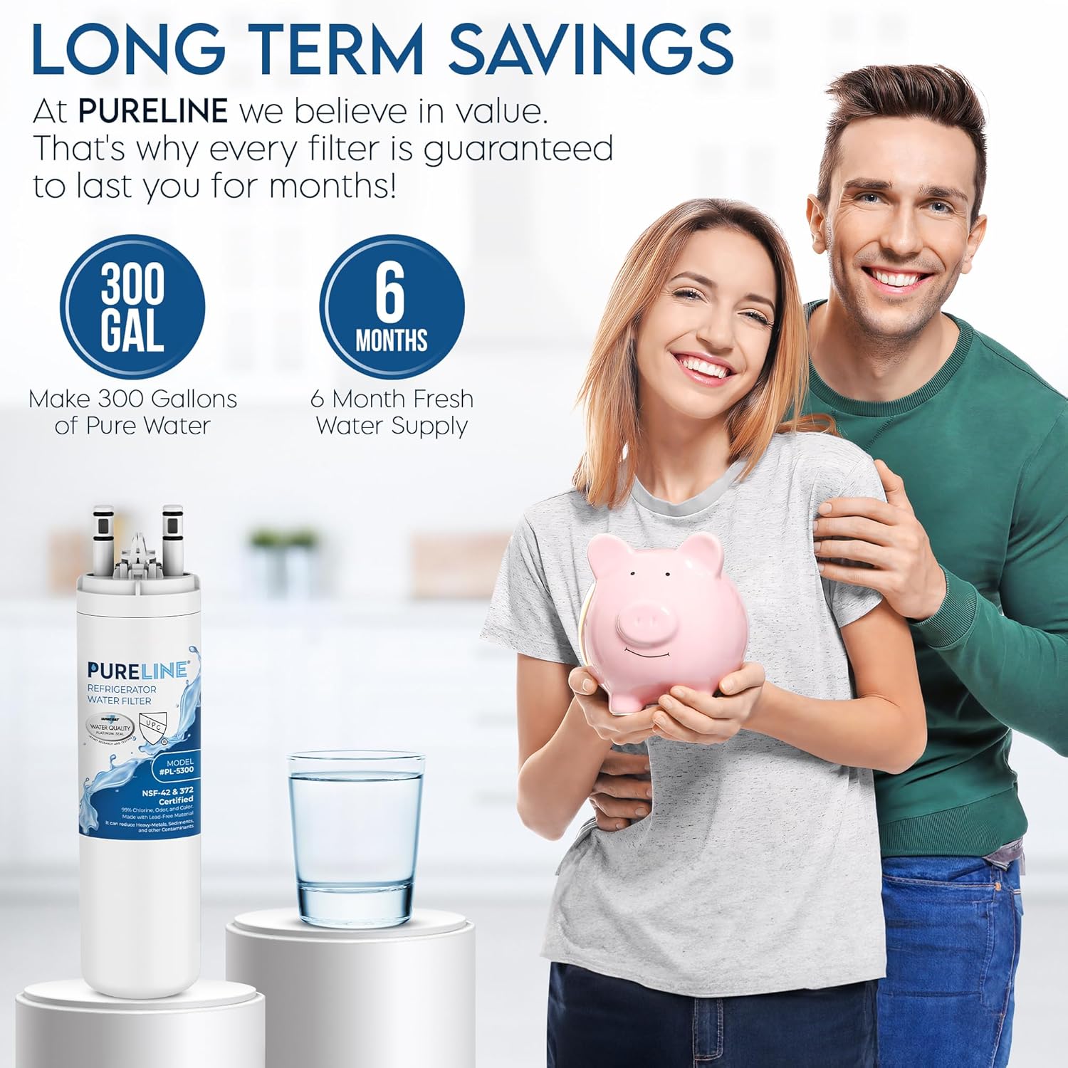 Pureline Replacement for WF3CB Refrigerator Water Filter, Compatible with Pure Source 3 Water Filter (2 Pack)
