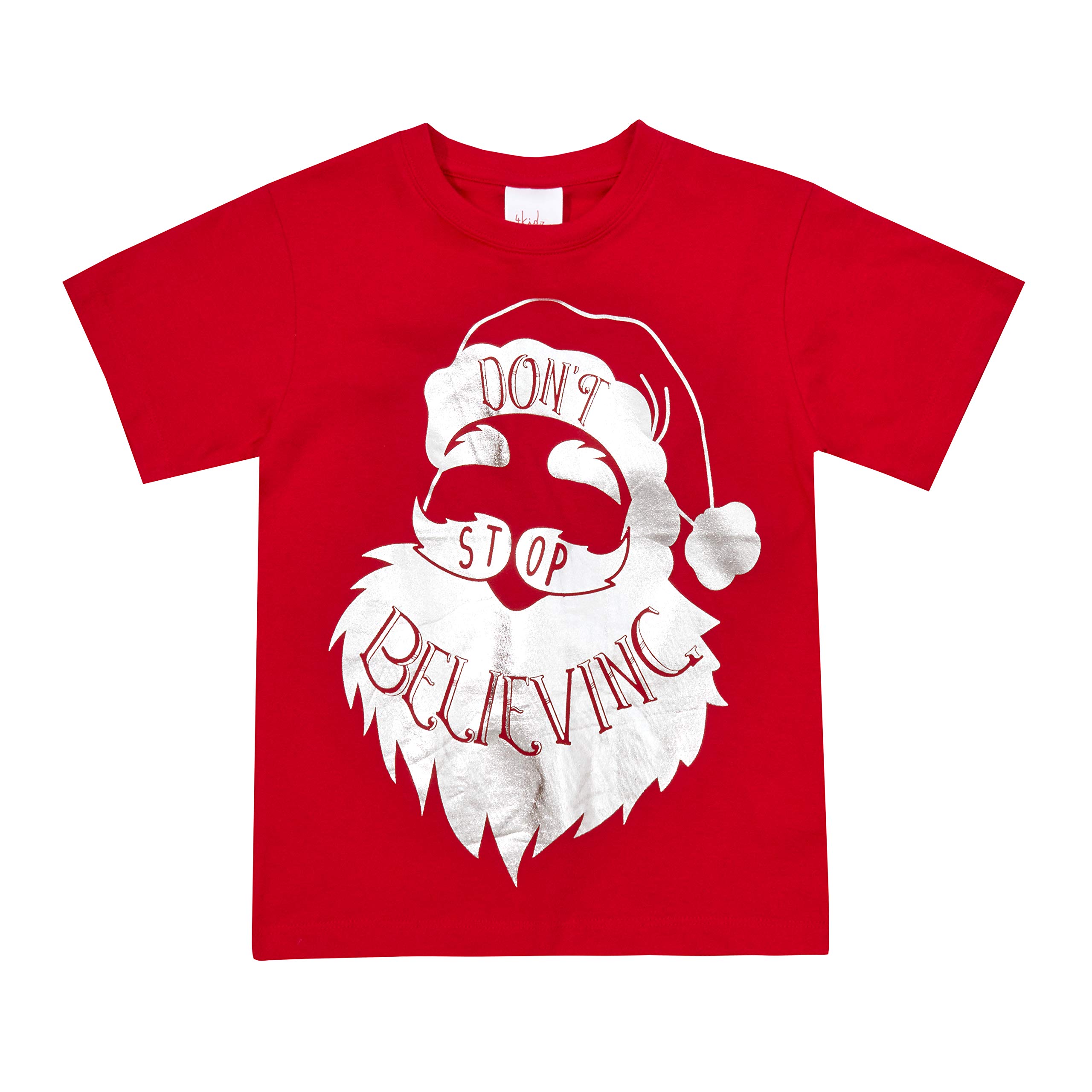 Metzuyan Girls and Boys Xmas Printed Christmas Design 100% Cotton Funny T-Shirts Santa 7-8