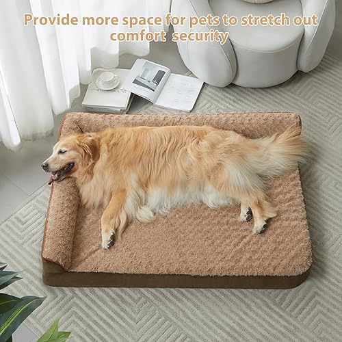 Vista 30 de BFPETHOME Camas ortopédicas para perros extra grandes, sofá impermeable XXL con lados, parte inferior antideslizante y espuma de espuma para huevos