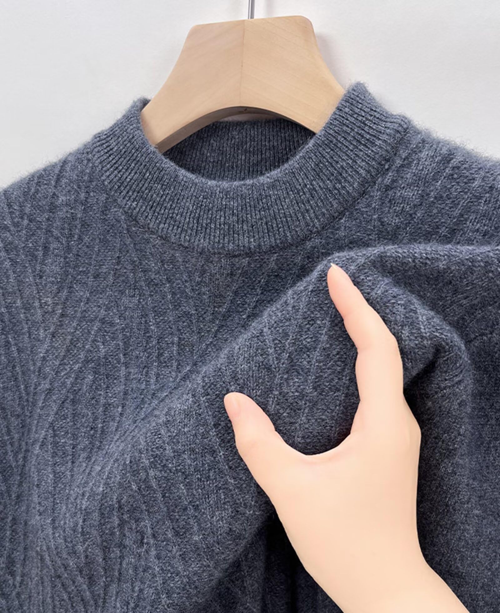 HNVAVQ Maglione 100% Cashmere Uomo Girocollo Maglia Invernale Calda Casual
