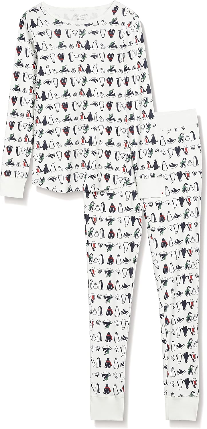  Essentials Women's Snug-Fit Cotton Pajama Set (Available in Plus Size) : Clothing, Shoes & Jewelry