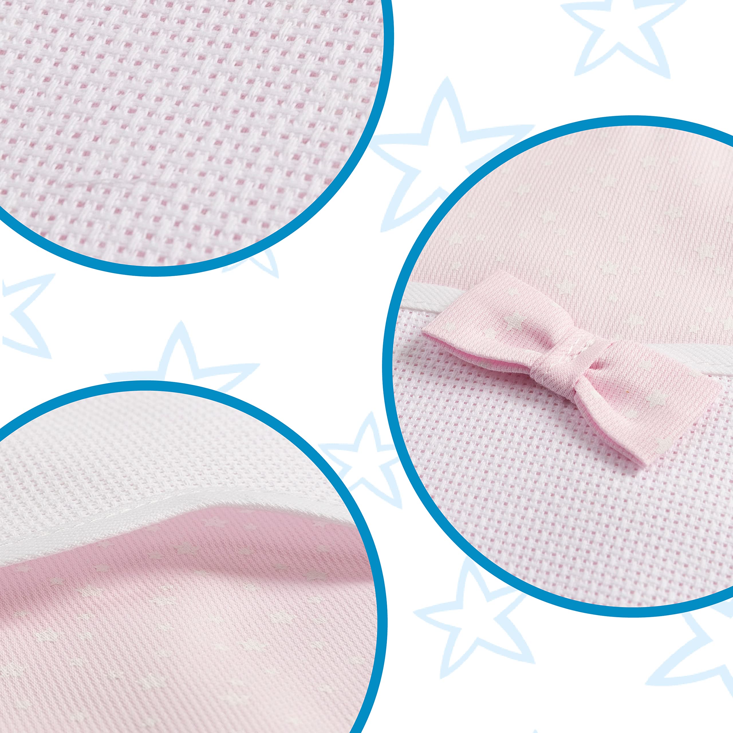 Bavaglino neonato in Piquet di Cotone con stampa Stelline Rosa e Bianco 100% Made in Italy