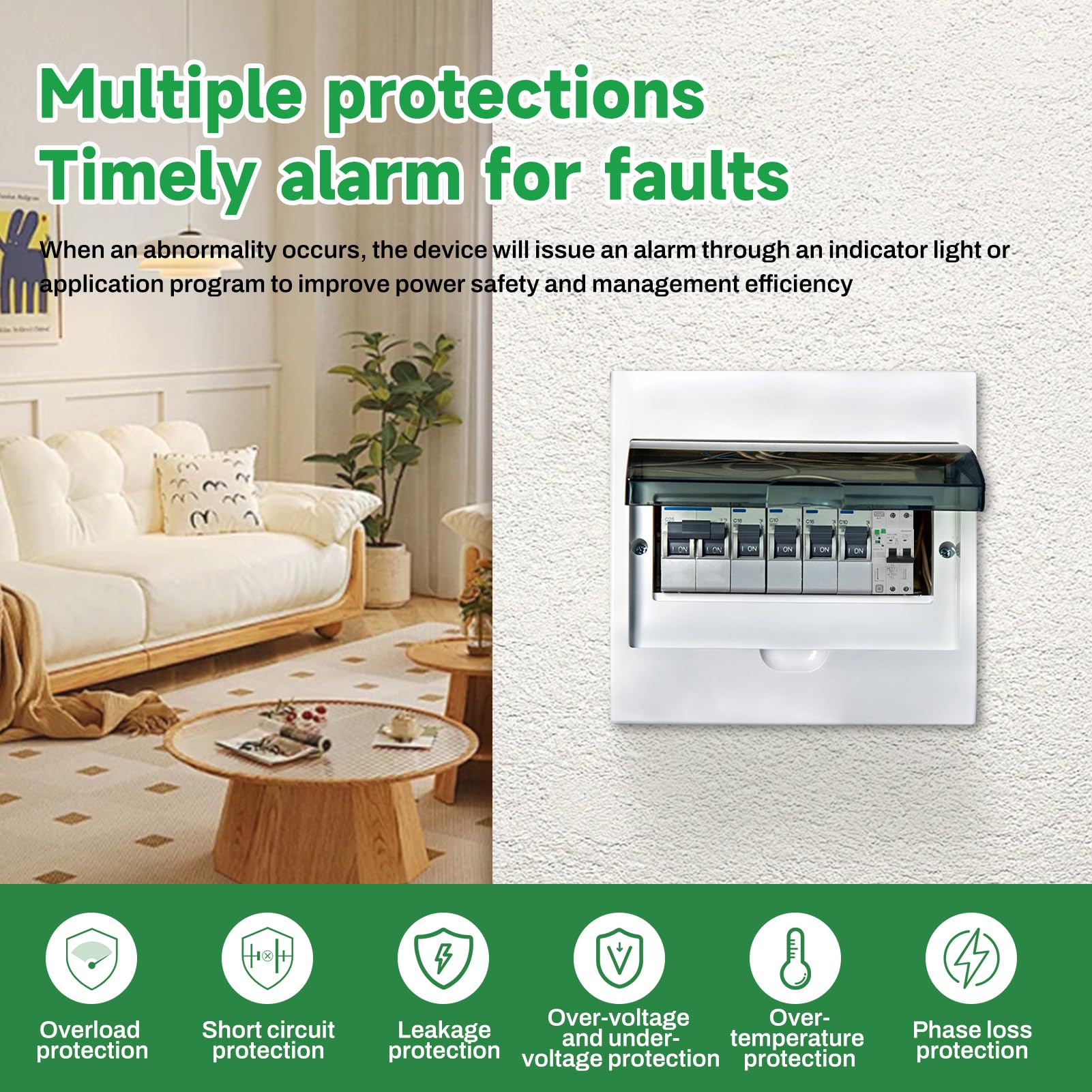 Jadeshay Interruttore Magnetotermico Differenziale Smart WiFi 63A 30mA 400V 6kA Dispositivo di Riarmo Automatico Salvavita RCCB,Controllare Chiusura e Suddivisione Tramite APP Tuya e Smart Life