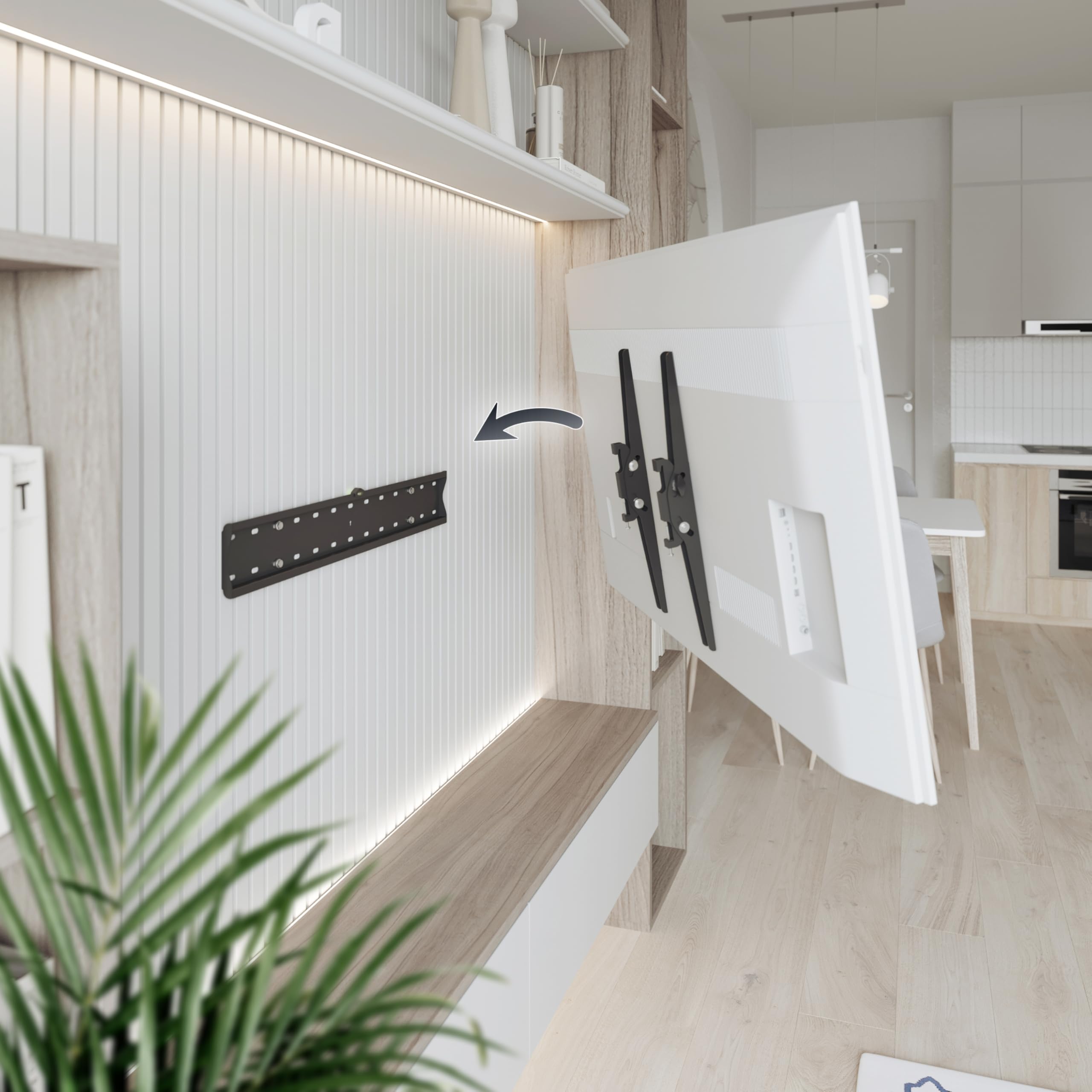 RICOO Supporto TV parete N2164 Inclinabile Fisso Televisore 37-70" (94-178 cm) Staffa universale Televisione LED/LCD/Curvo VESA 300 x 200-600 x 400