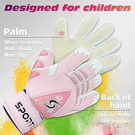 Sportout Kids Goalkeeper Gloves, Soccer Goalie Gloves with Double Wrist Protection and Non-Slip Wear Resistant Latex Material to Prevent Injuries