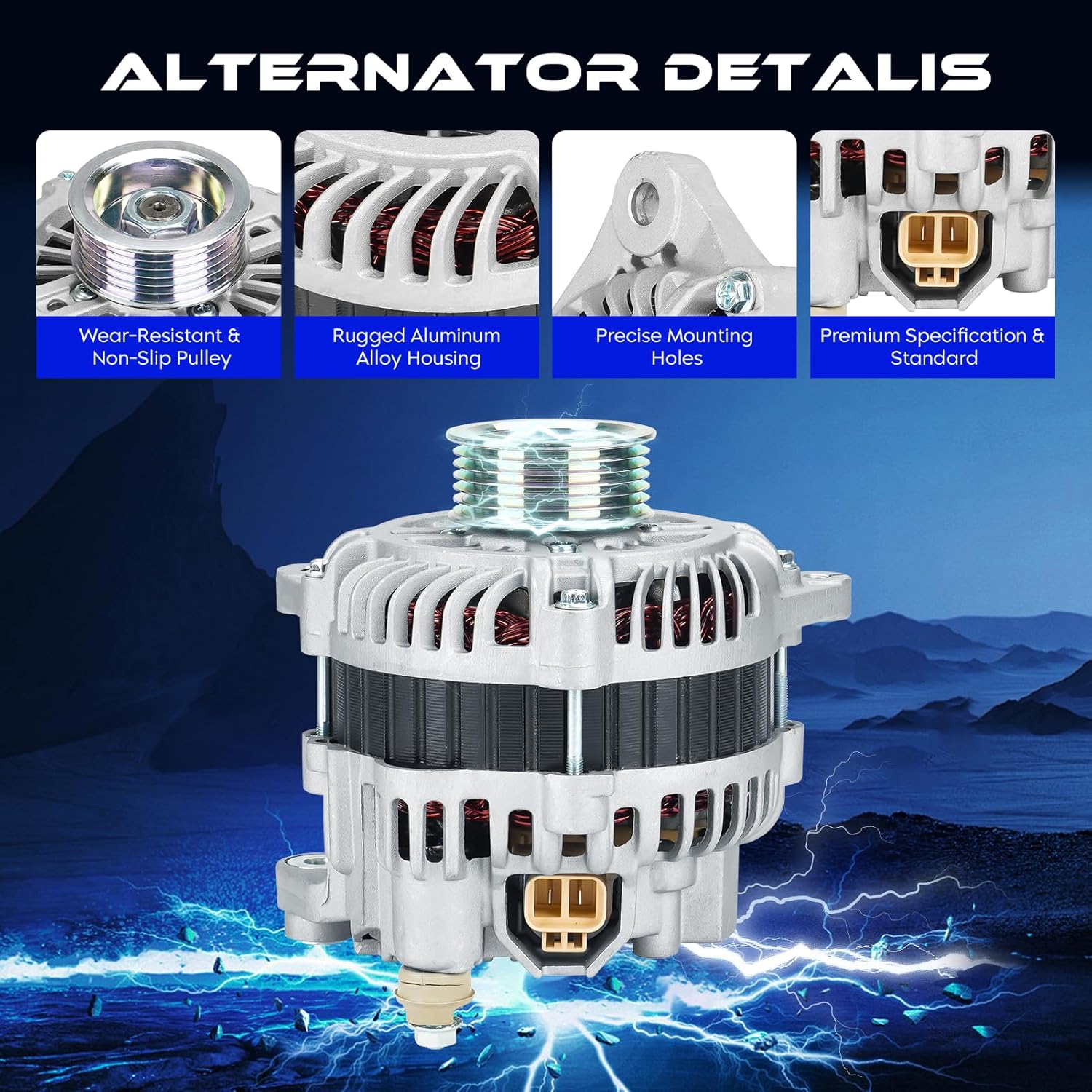 New Alternator 3.5L V6 for NISSAN 350Z 2003-2006, Pathfinder 2004, for INFINITI G35 3.5L 2003-2006, for FX35 3.5L 2003-2008, Replace for A003TG0191, 13900N, 2104211, 3341434