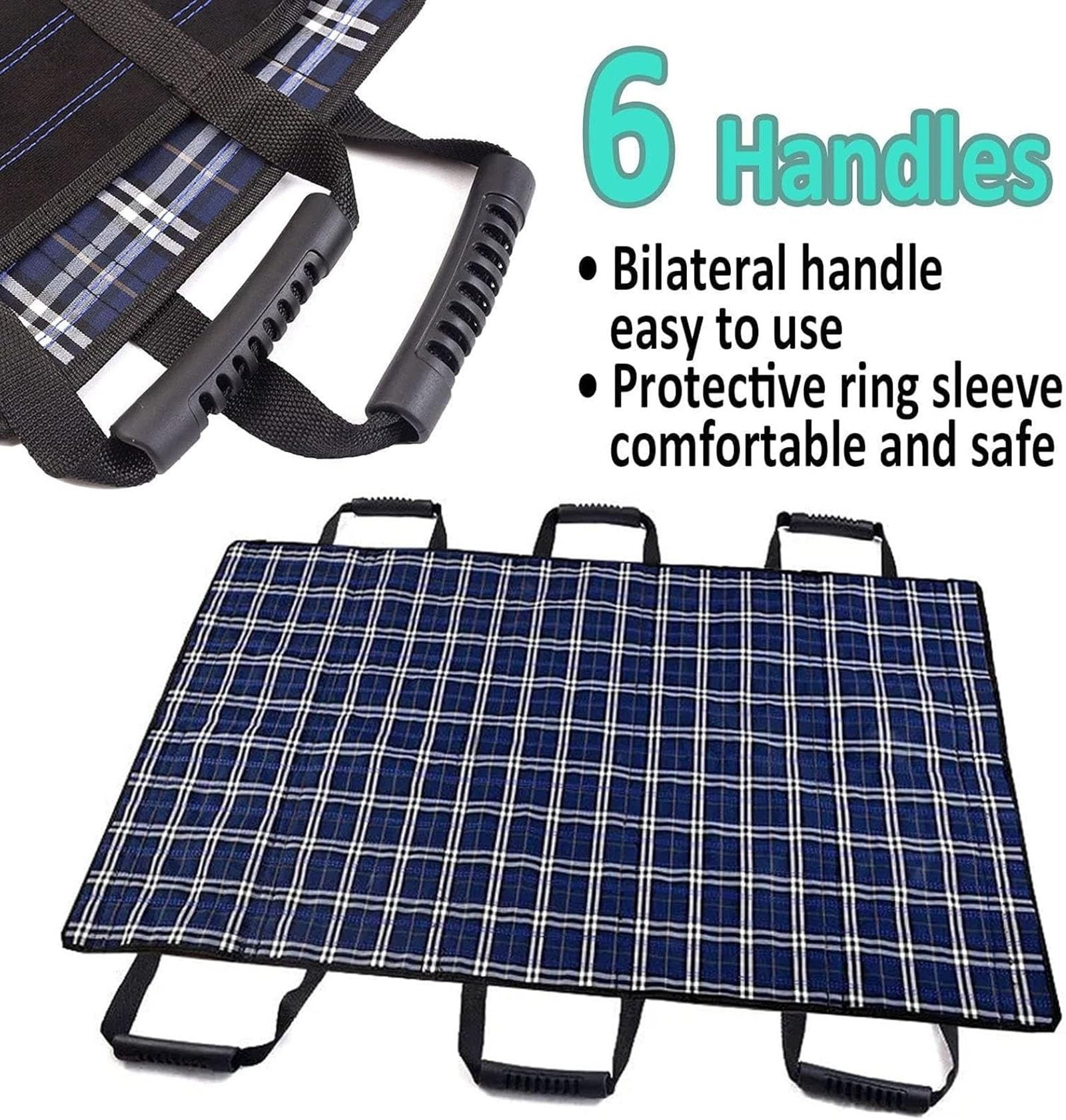 Almohadilla de cama de posicionamiento Con 6 Asas Reforzadas Para Levantar, Girar, Mover Y Colocar, sábana de transferencia impermeable reutilizable para pacientes y discapacitados(68 * 160cm)
