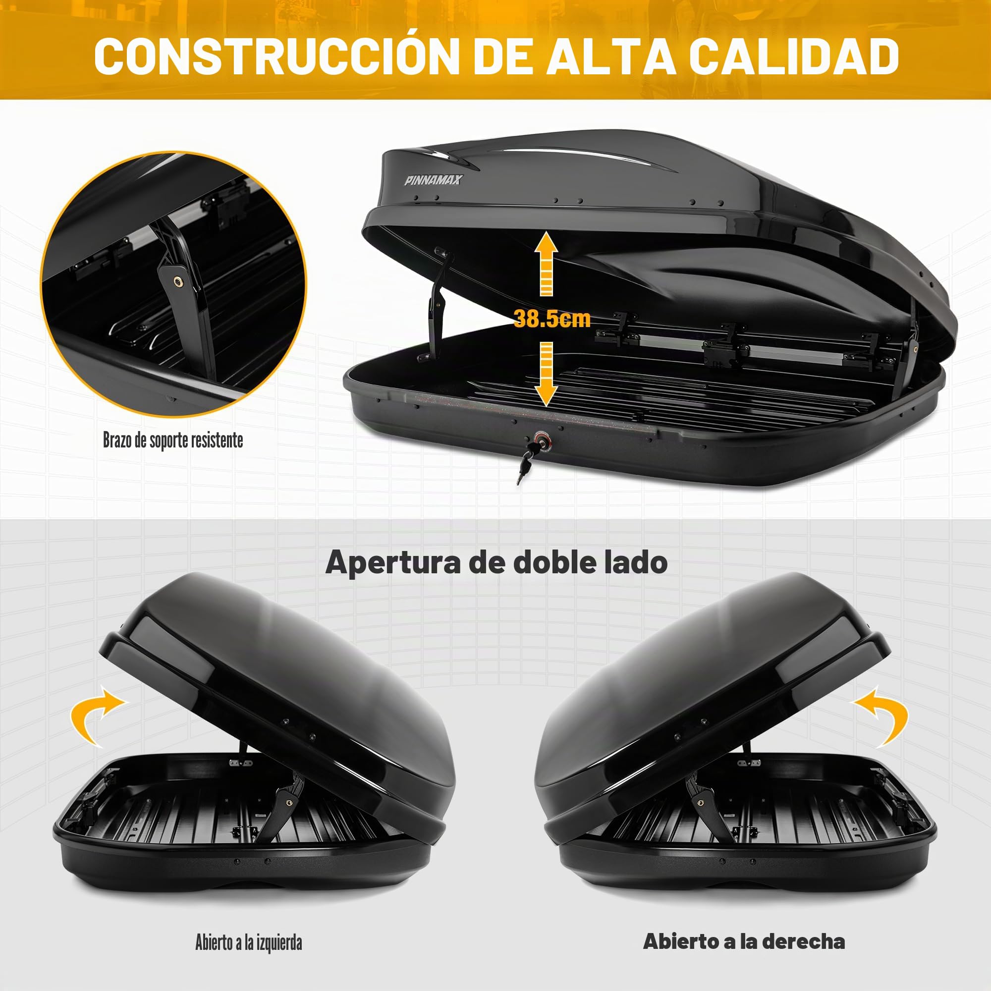 Cofre de techo de 400 L con cerradura, para coche, apertura por ambos lados, impermeable, para portaequipajes de techo, para SUV Combi Van (400 L)