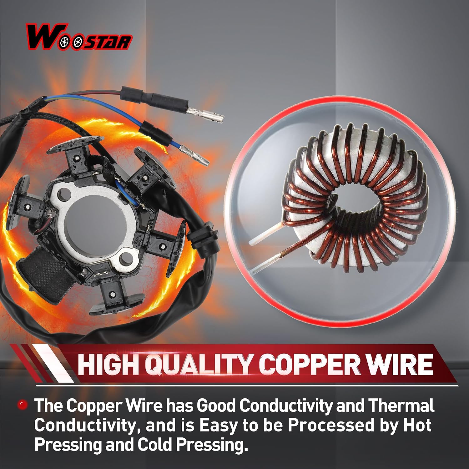 WOOSTAR 6 Coil 2 Wire Magneto Stator Replacement for 1988-1989 1991-1999 Z50R 2000-2003 XR50R 2004-2009 2012-2024 CRF50F 2004-2009 2011-2012 CRF70F 1997-2003 XR70R OEM 31120-GW8-671 31120-GW8-672