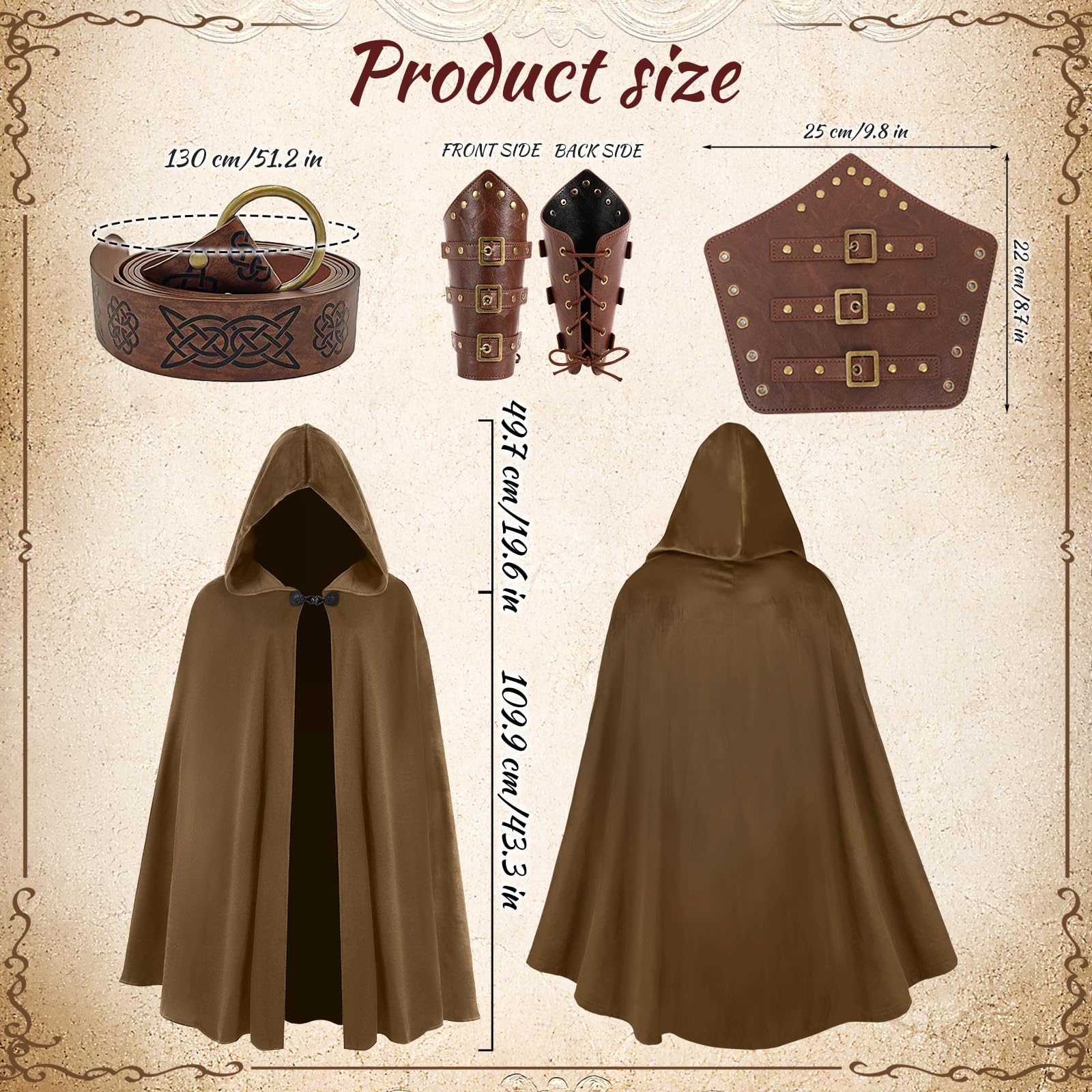 JoyFuncos Medieval Cloak with Hood - Image 2