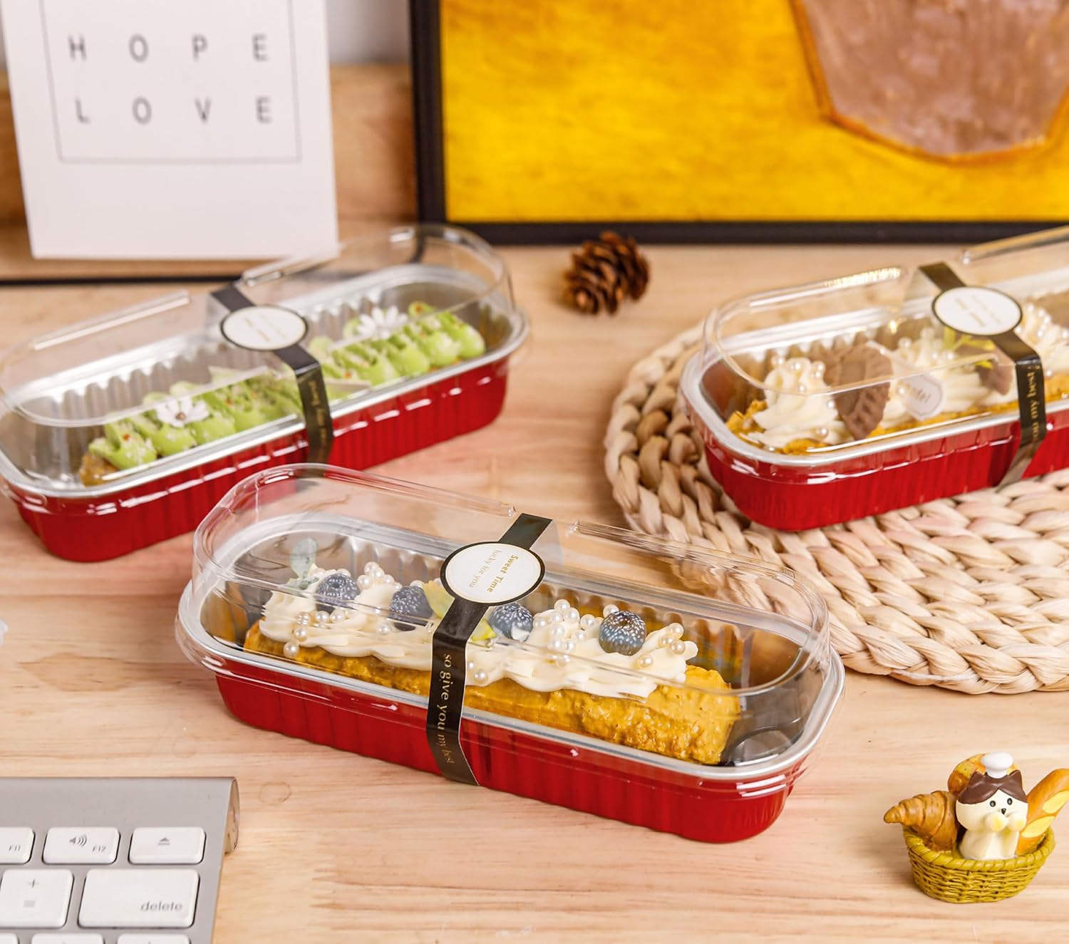 Bundle of 60 Pack Mini Loaf Pans and 60 Pack Mini Aluminum Pans for Pudding, Souffle, Party, Wedding