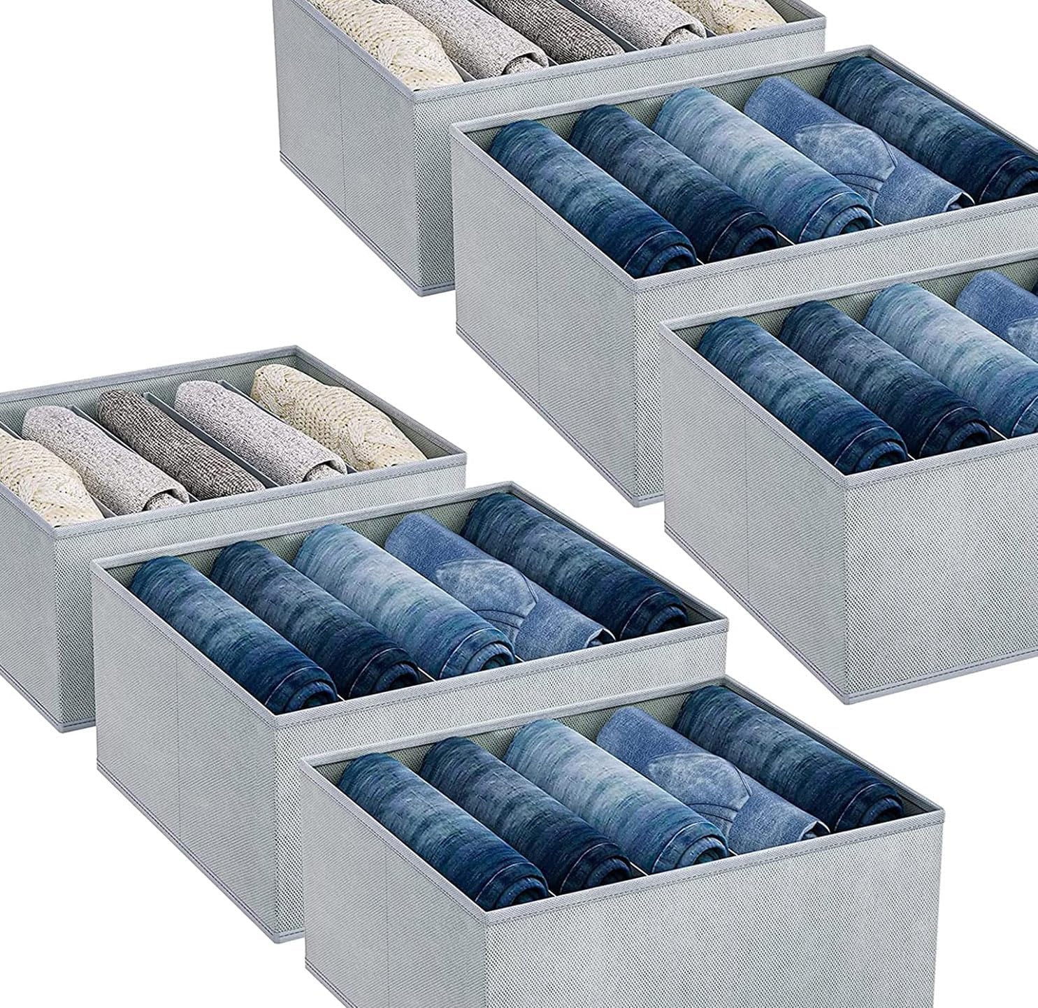 Rylan 6 PCs Wardrobe Organizer For Clothes, Storage Box For Clothes Organiser, Cupboard Organizer For Clothes, Shirt, Pant, T-shirt, Jeans Drawer Organizer Colour Grey offers donot miss