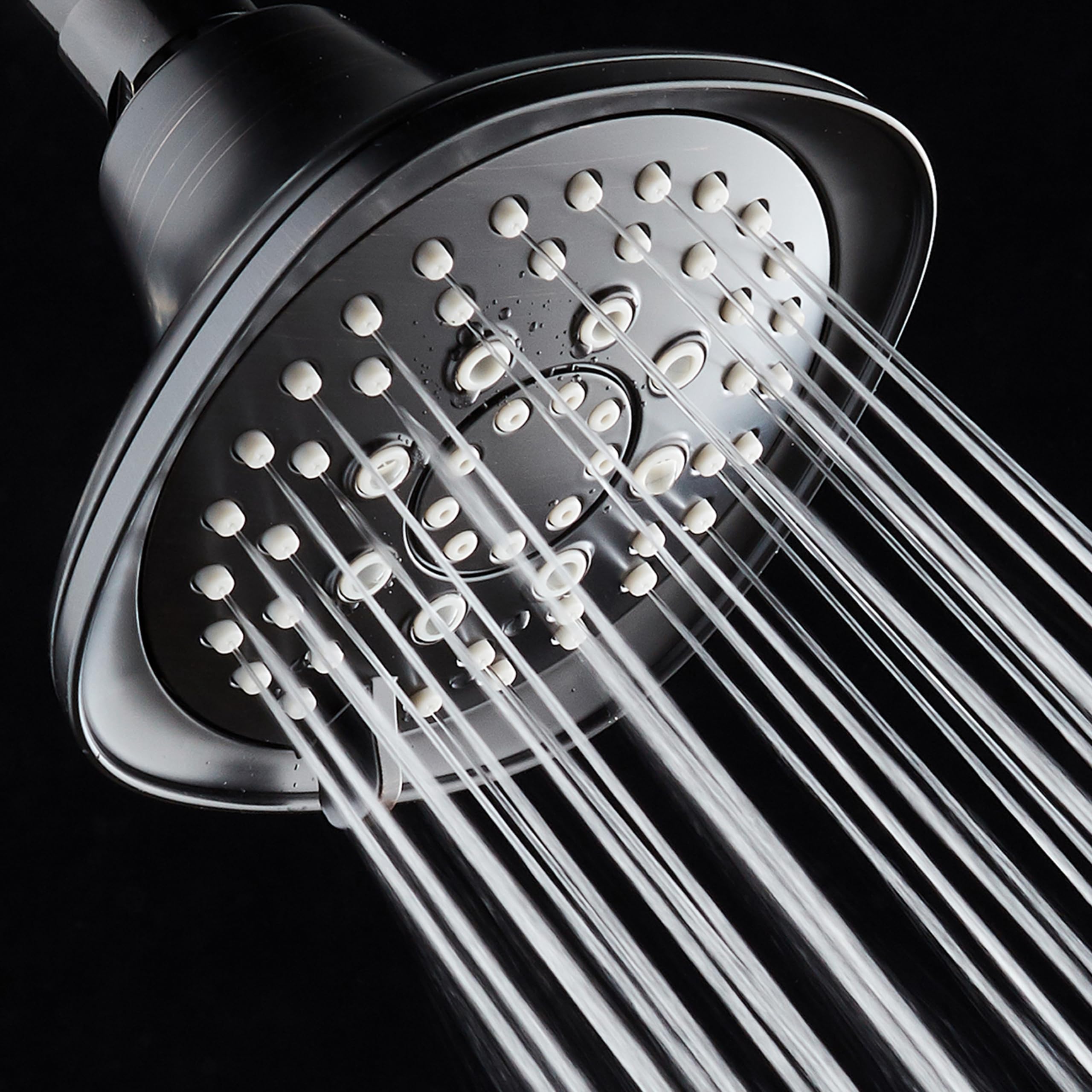 AquaDance Oil-Rubbed Bronze Hot Oval Square Style 6-setting High-Pressure Luxury Shower Head. Angle Adjustable, Solid Brass Connection Nut, Finish. Premium Quality Exclusive Showerhead