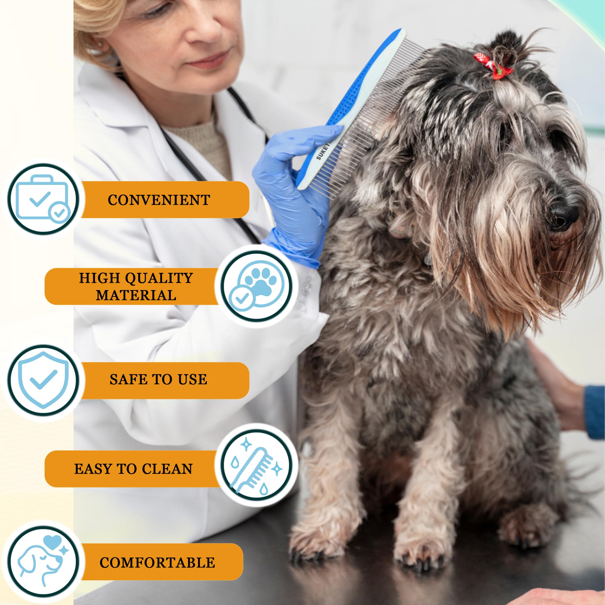 Peine para perros para eliminar enredos y nudos, peine para gatos con dientes de acero inoxidable y mango antideslizante, peines para perros de pelo largo, gatos y otras mascotas (estilo 1)