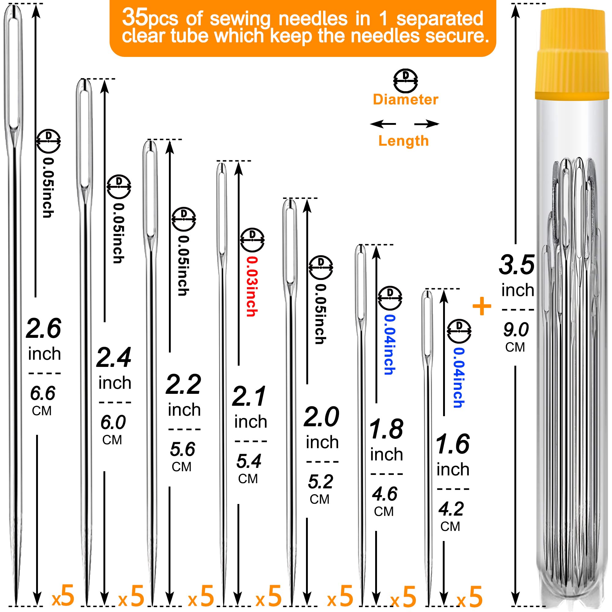 Large Eye Sewing Needles - Stainless Steel for Leather -2
