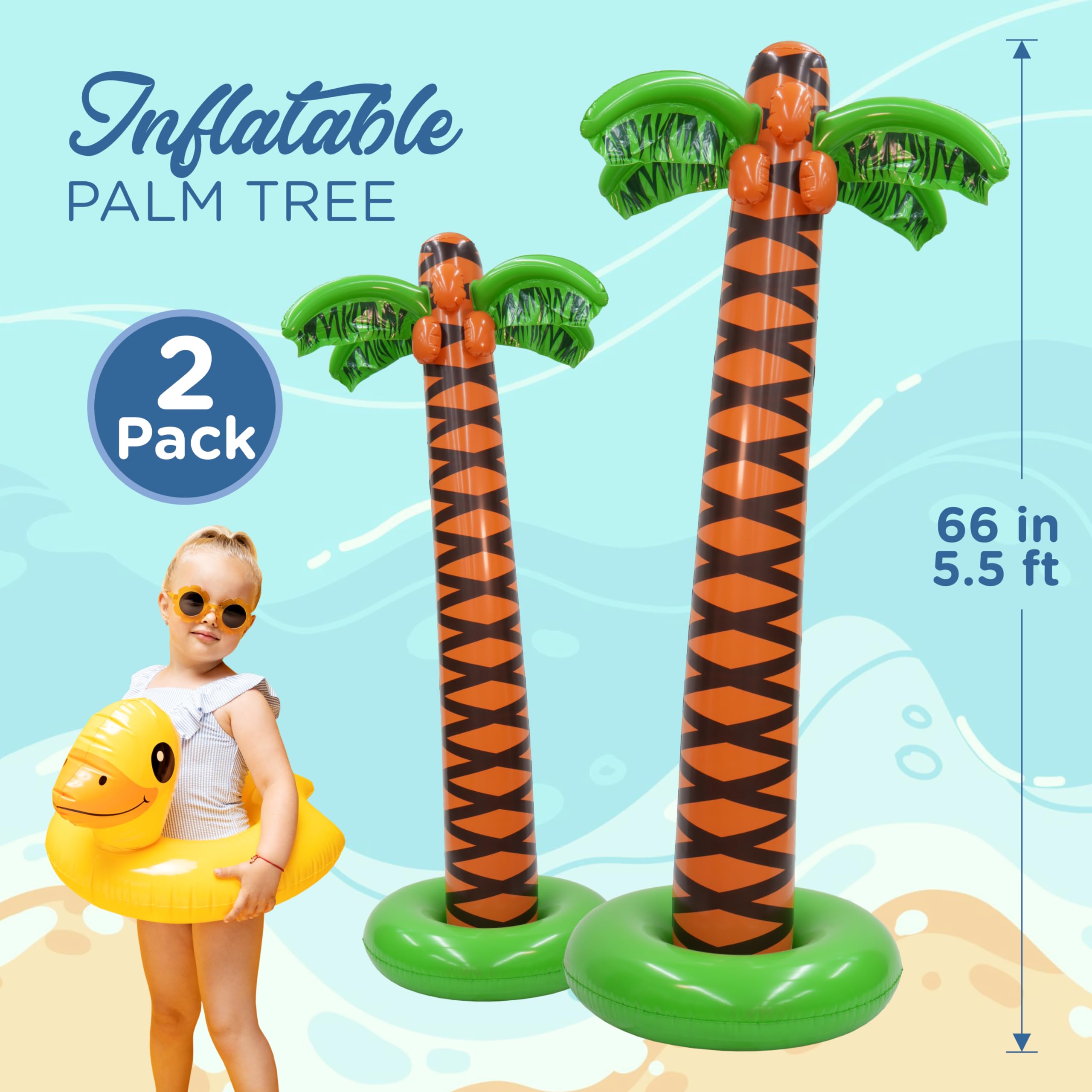 4E's Novelty 2 Stück aufblasbare Palmen, ideal für Pool und Strand Party