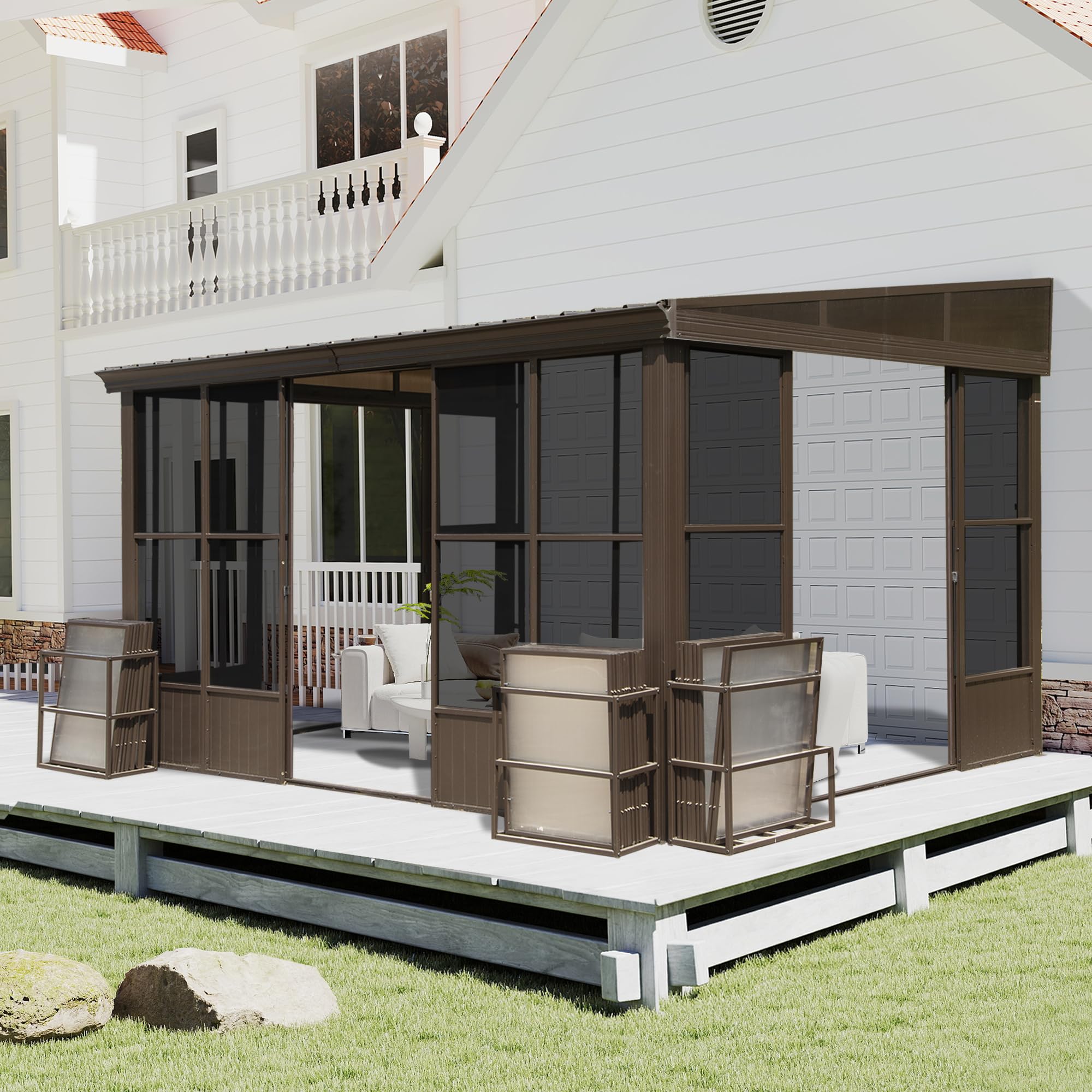 Amazon.com : Domi 10x14FT Wall Mounted Sunroom, Against Wall