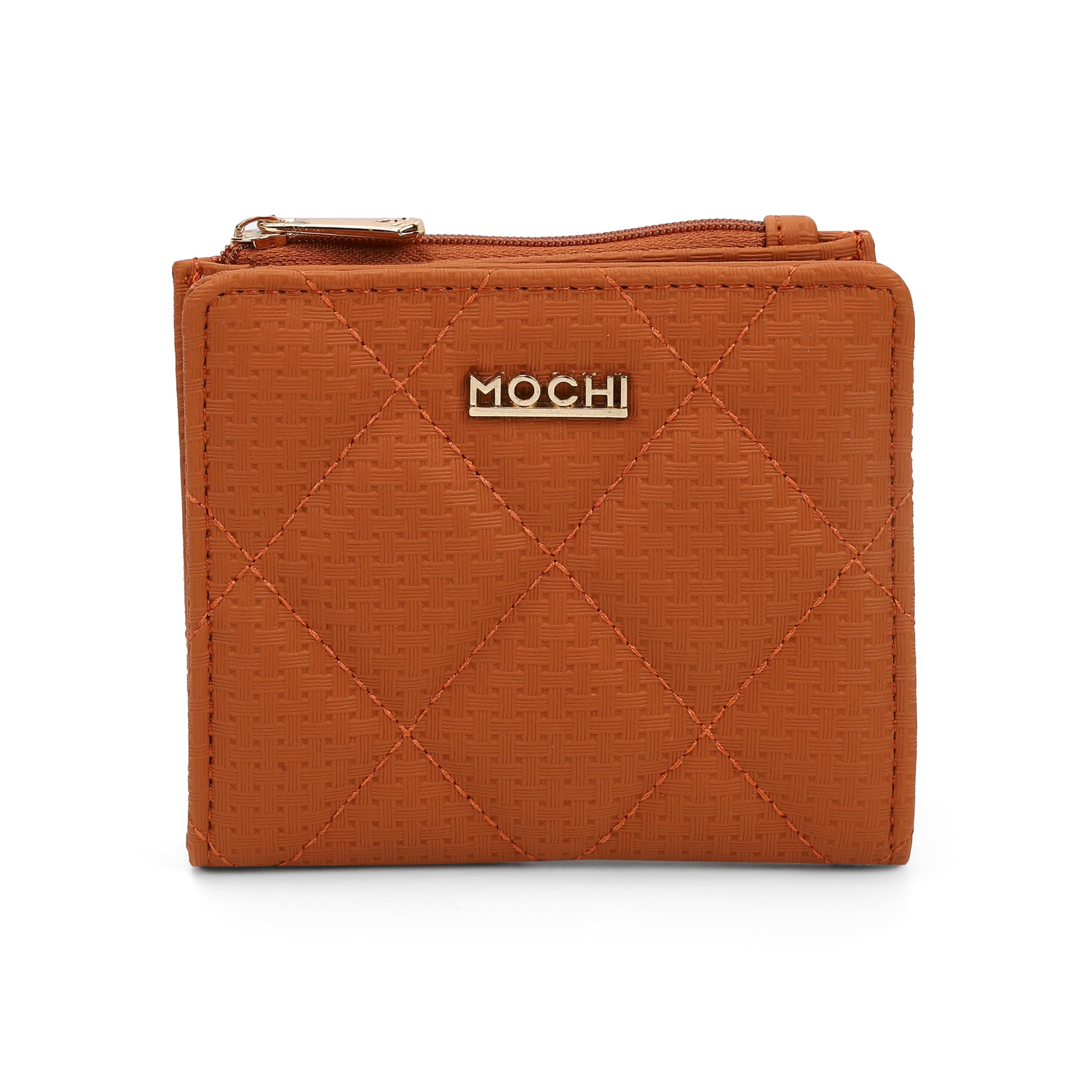 mochi Women's Tan Textured Quilted PU Two Fold Wallet(95-186)-picture-11