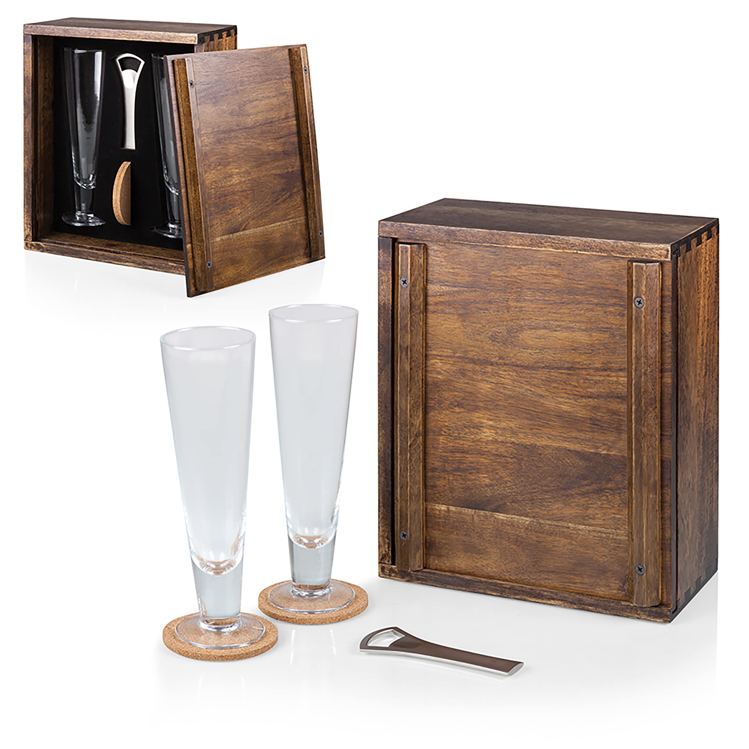 LEGACY - Piknikowy czas marka para pilsner zestaw rzemieślniczy z 2 szklankami, spersonalizowany prezent dla miłośników piwa, 30 x 30 x 13 cm, dla niego i dla niego