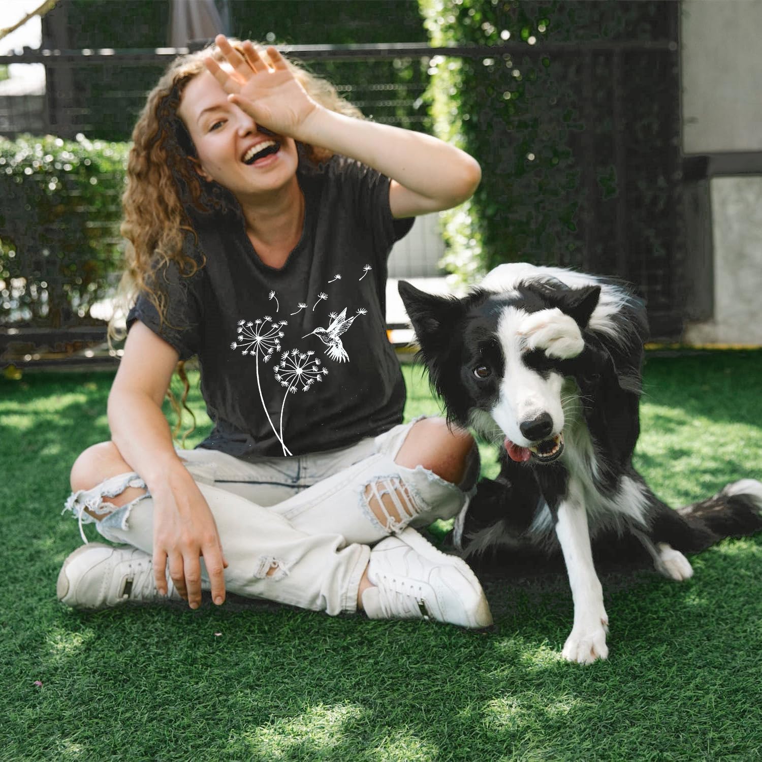 Women's Dandelion T Shirts Cute Wildflower Graphic Tees Funny Nature Bird Print Summer Casual Short Sleeve Tee Tops - Image 5