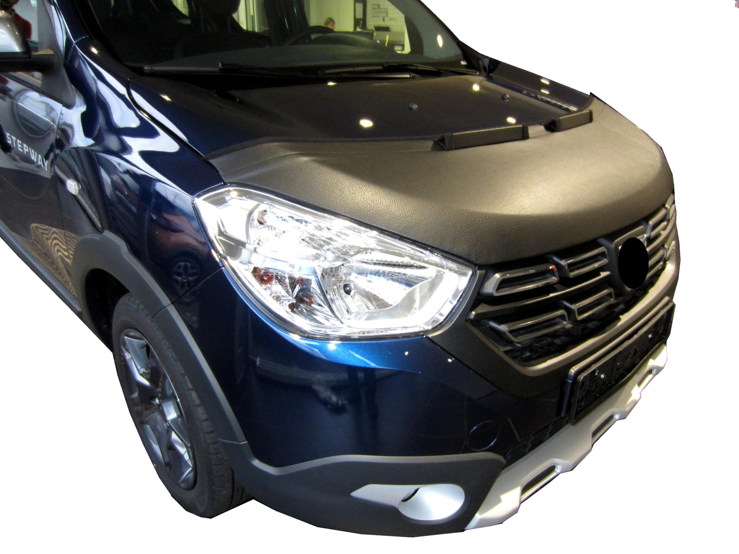 AB3-00077c Carbon Fiber Look Hood Bra Compatible with Dacia Dokker - Lodgy Since 2012 Front End Nose Mask Bonnet Bra