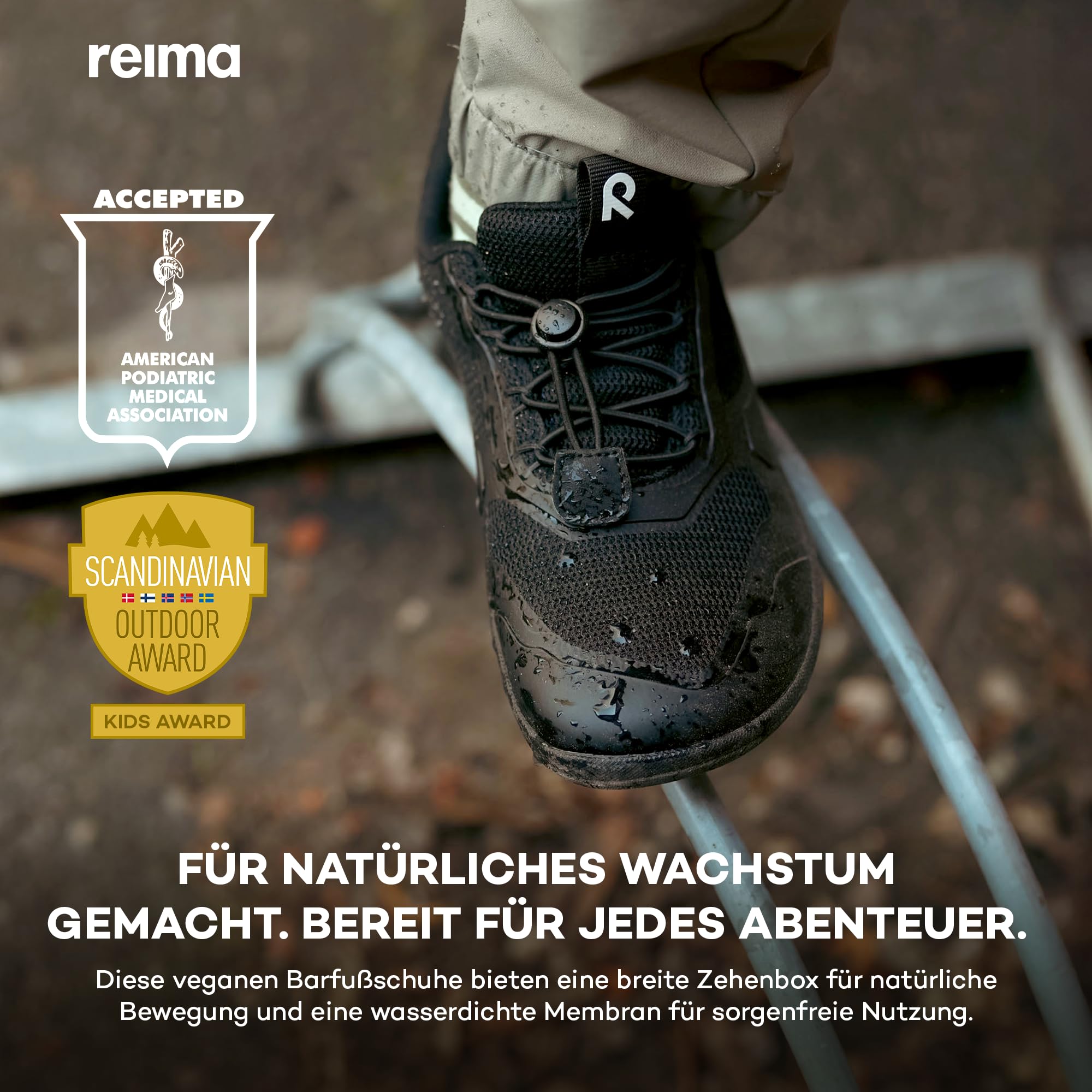 Reima Tallustelu Kinder Barfußschuhe - Leichte, minimalistische Barfußschuhe für Jungen und Mädchen - Breite Zehenkappe, Wasserabweisende Membran, Flexible 4-mm-Sohle - Black, 37