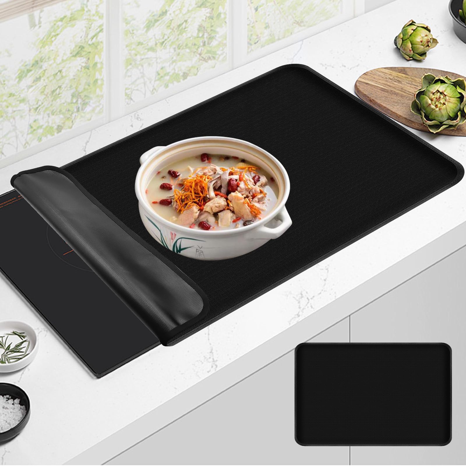 52 x 80 cm Induction Plate Protector Protective Mat for Induction Cooker Ceramic Hob Protector Anti-scratch Non-Slip Heat Resistant 300°C for Induction Hob