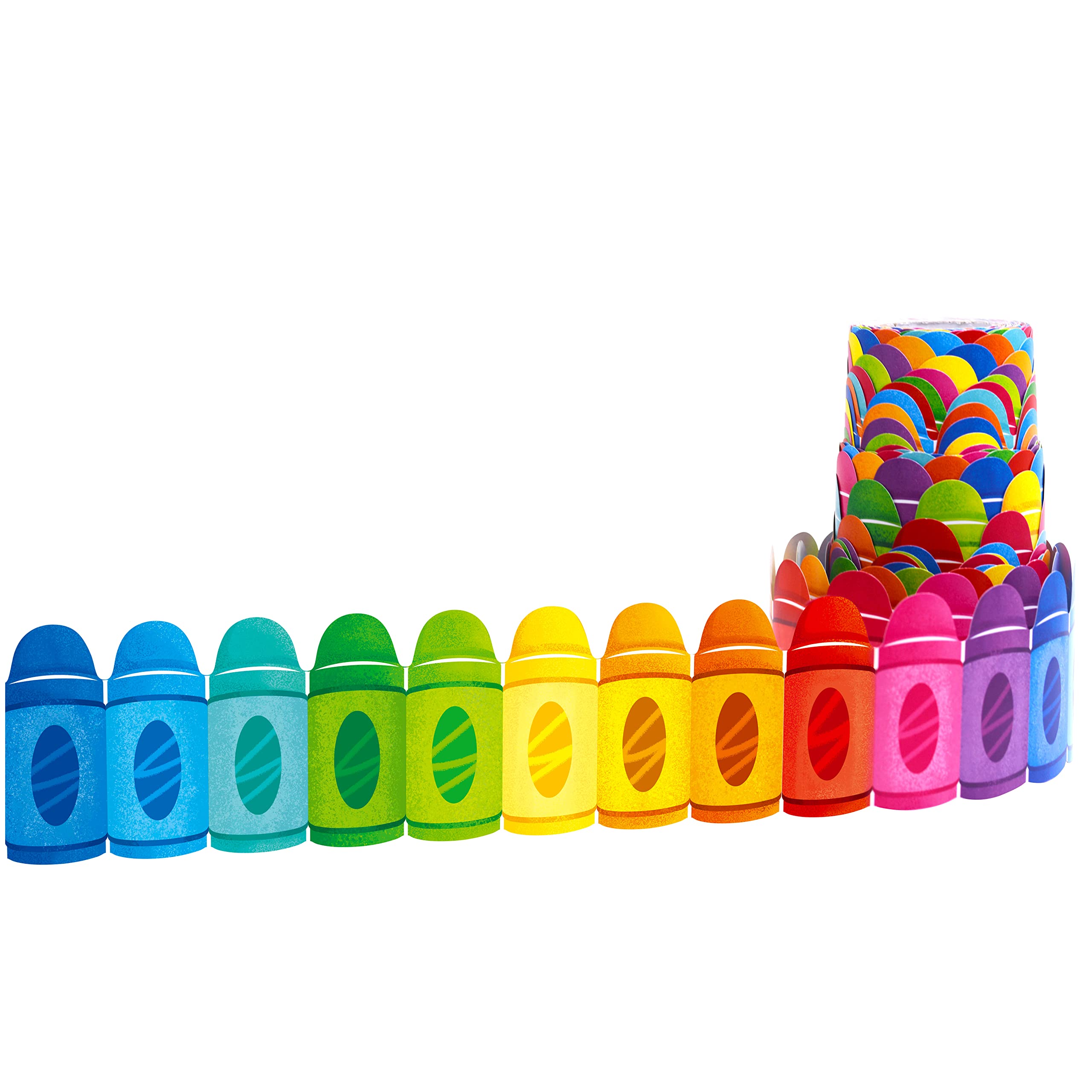 Buy 60 Feet Bulletin Board Borders, Colorful Crayon DieCut Rolled Border Trim Decoration