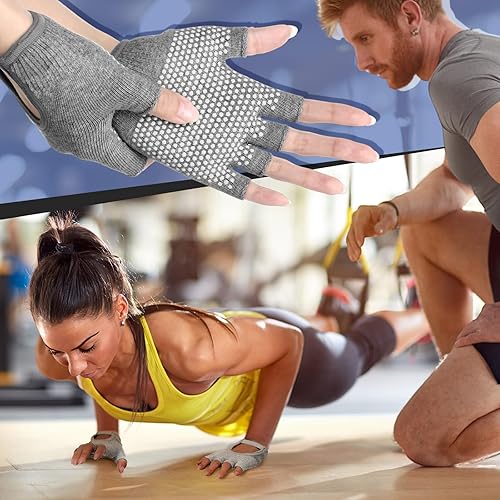 Miniatura 4 de 3 pares de guantes de yoga de silicona para mujer, guantes de pilates antideslizantes sin dedos para gimnasio, ejercicio, entrenamiento,