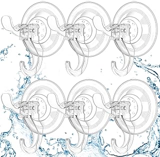 Goabroa Suction Cup Hooks, 6 Pack Clear Window Suction Cups with Hooks, Reusable Wreath Hangers for Front Door, Glass, Bathroom, Kitchen, Home Decor