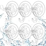 Goabroa Suction Cup Hooks, 6 Pack Clear Window Suction Cups with Hooks, Reusable Wreath Hangers for Front Door, Glass, Bathroom, Kitchen, Home Decor, Hold up to 11 lbs