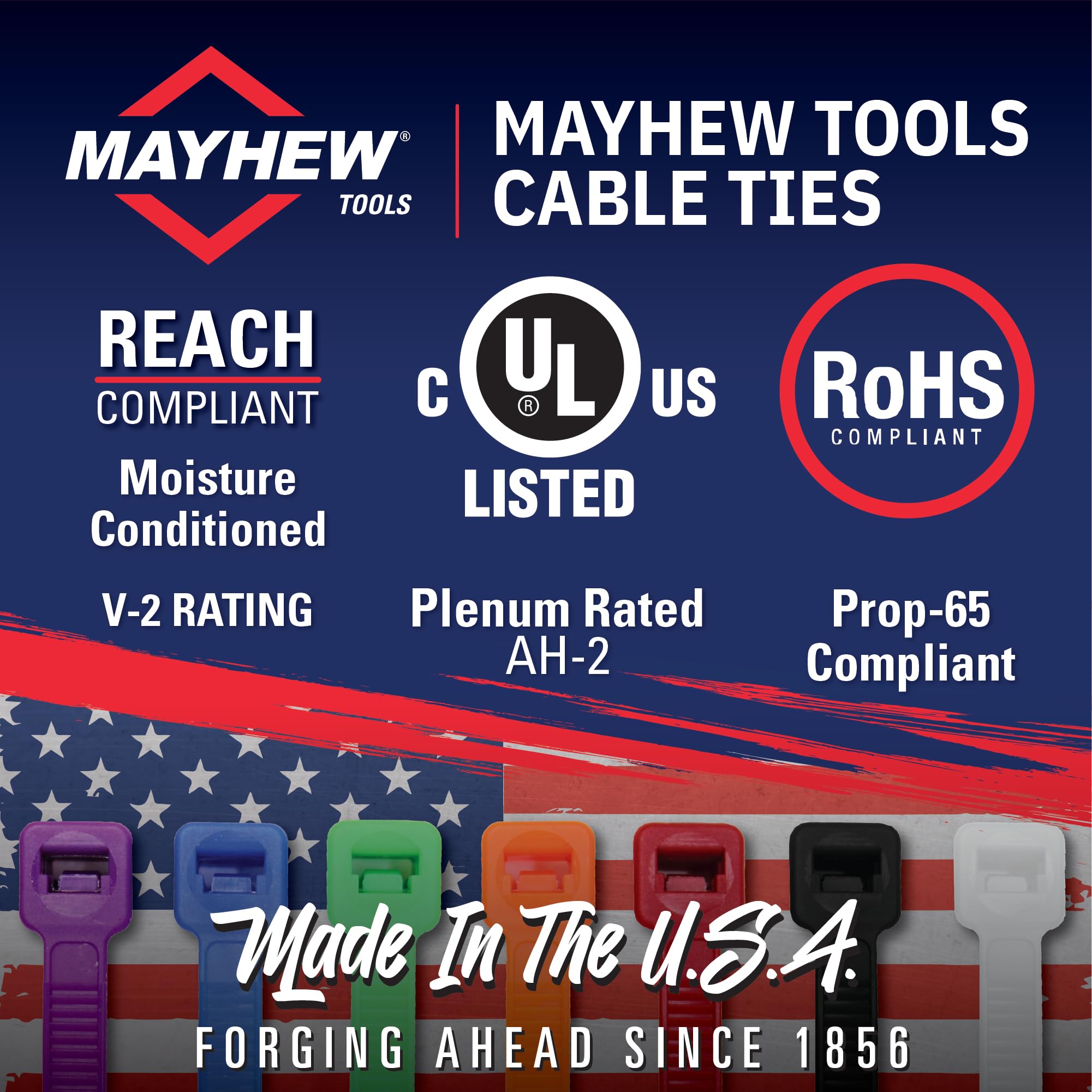 Mayhew Tools MB11-50BLK-C - Fascette stringicavo in nylon, colore nero UV, 22,7 kg, resistenza alla trazione 22,7 kg