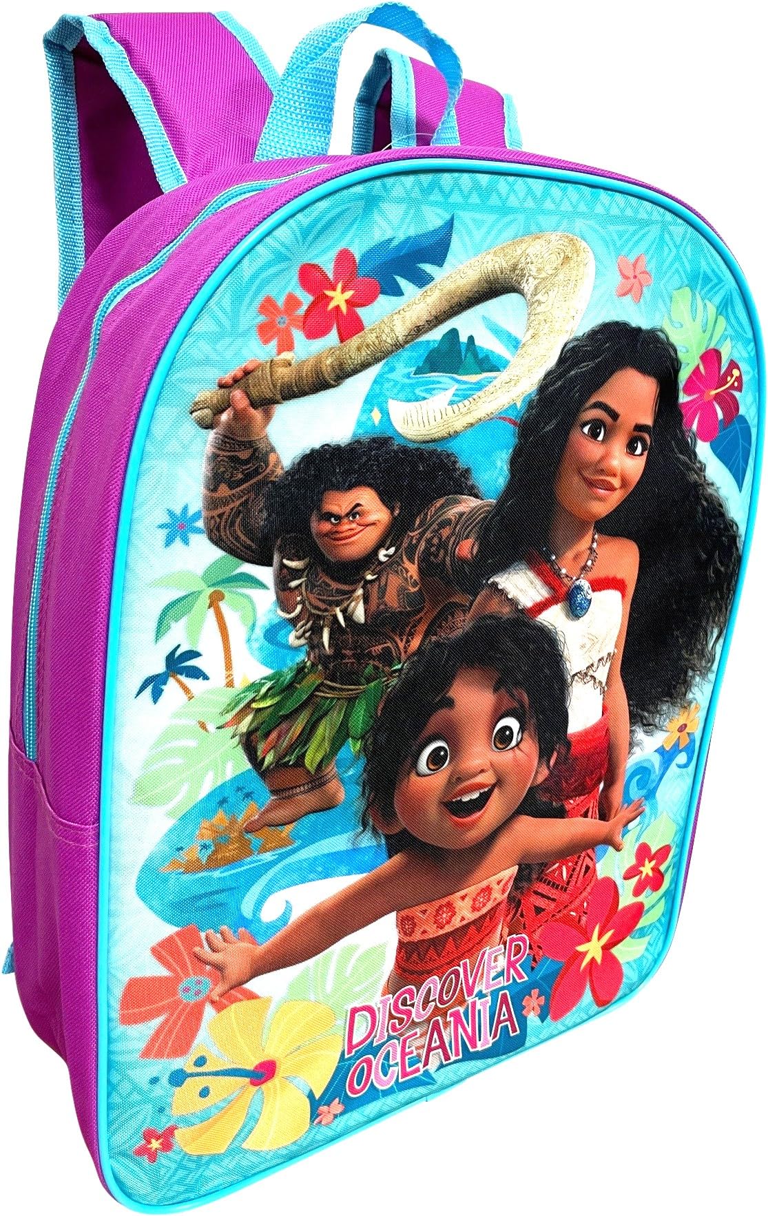 Ruz Girls Pink-Blue Moana 'S 15 Inch School Backpack