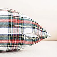 Vista 4 de Aqothes - Paquete de 2 fundas para cojines decorativos de Navidad, con estampado de cuadros escoceses para decoración festiva de granja u hogar
