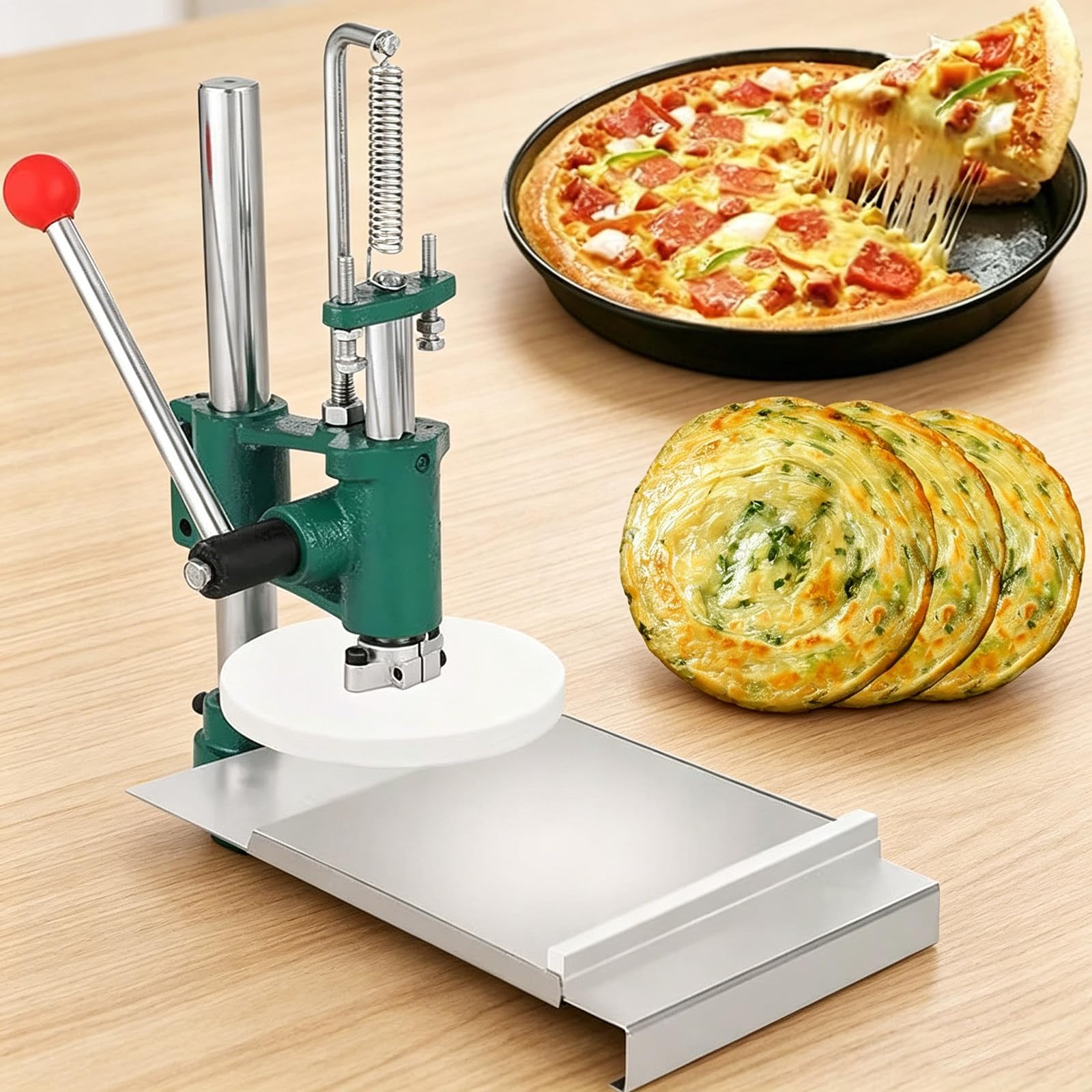 AityBuy Commercial Pizza Presser,Household Pastry Press Machine,Pizza Forming Machine,Manual Pasta Maker,Dough Sheeter for Pizza,Bread,Tortilla 32Model-21cm