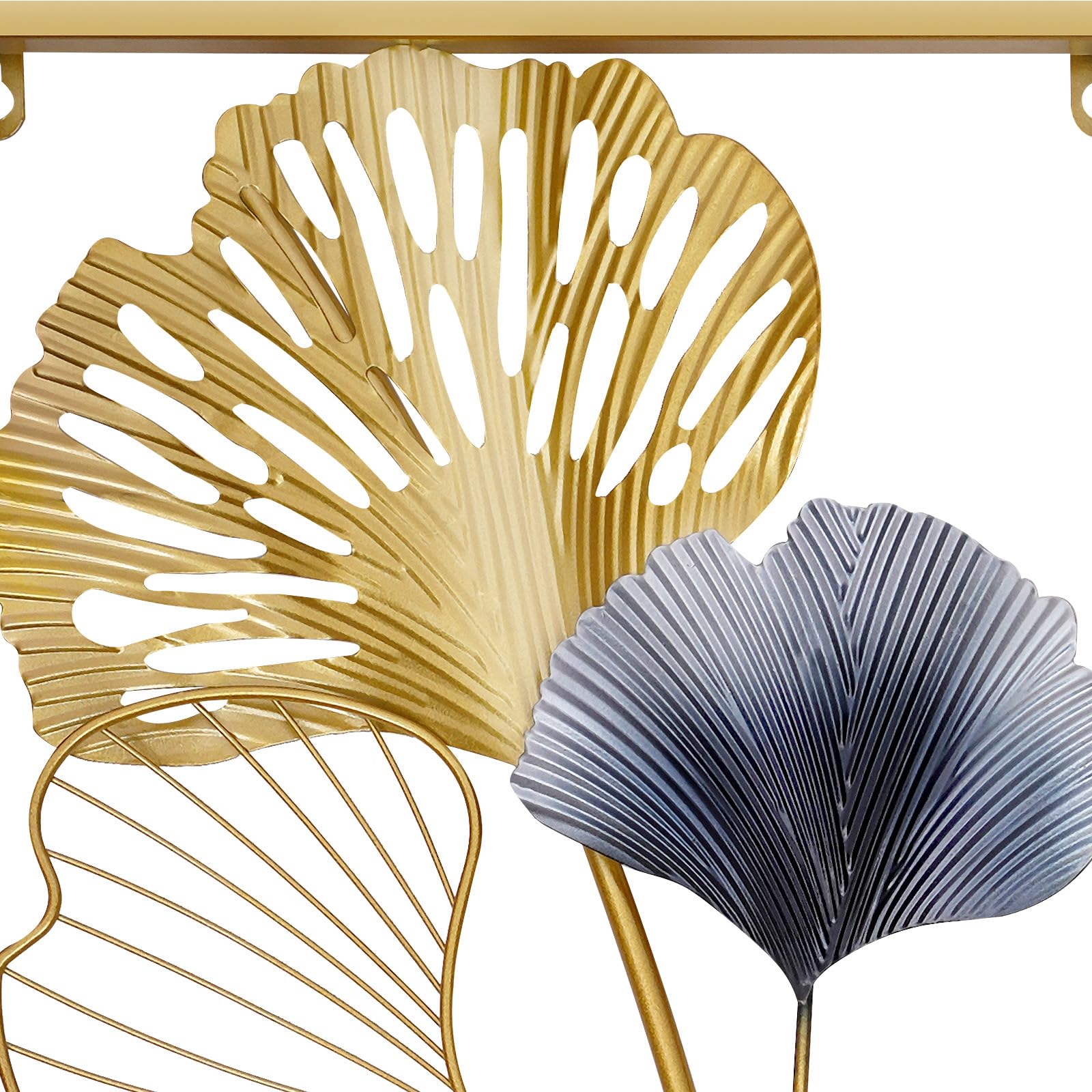 Objeto Decorativo de Pared Ginkgo - Escultura 3D de Hierro para Salón, Dormitorio y Comedor - 2 Piezas