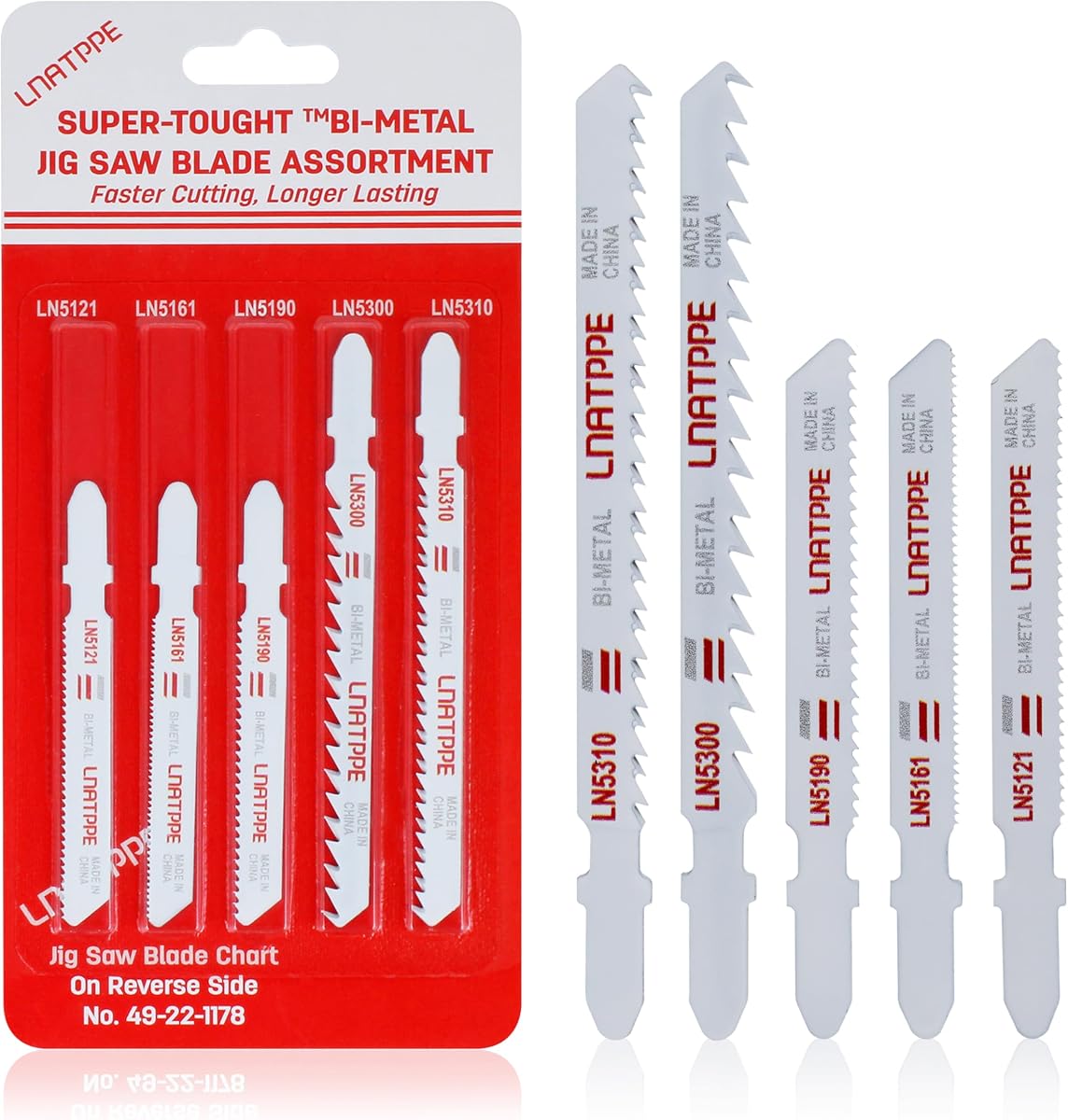 49-22-1178 Jigsaw Blades for Milwau-kee Jig Saw Blade | T-Shank Metal/Wood Cutting Assortment ,5-Pack