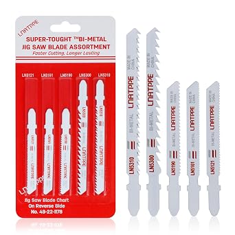 5-Pack 49-22-1178 Jigsaw Blades for Milwau-kee T-Shank Metal/Wood Cutting Jig Saw Blade Assortment